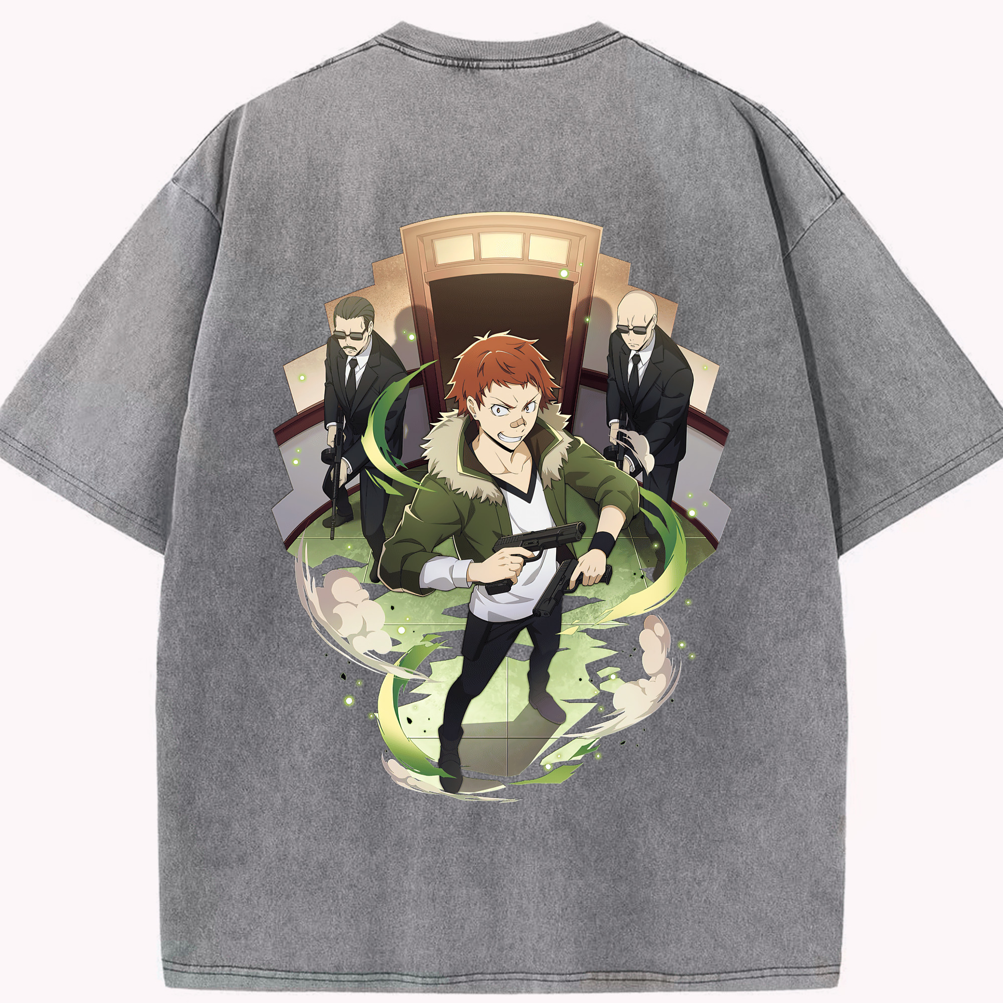（画像用） 文豪ストレイドッグス Bungo Stray Dogs 綿100% ヴィンテージ風 半袖Tシャツ（背面プリント）