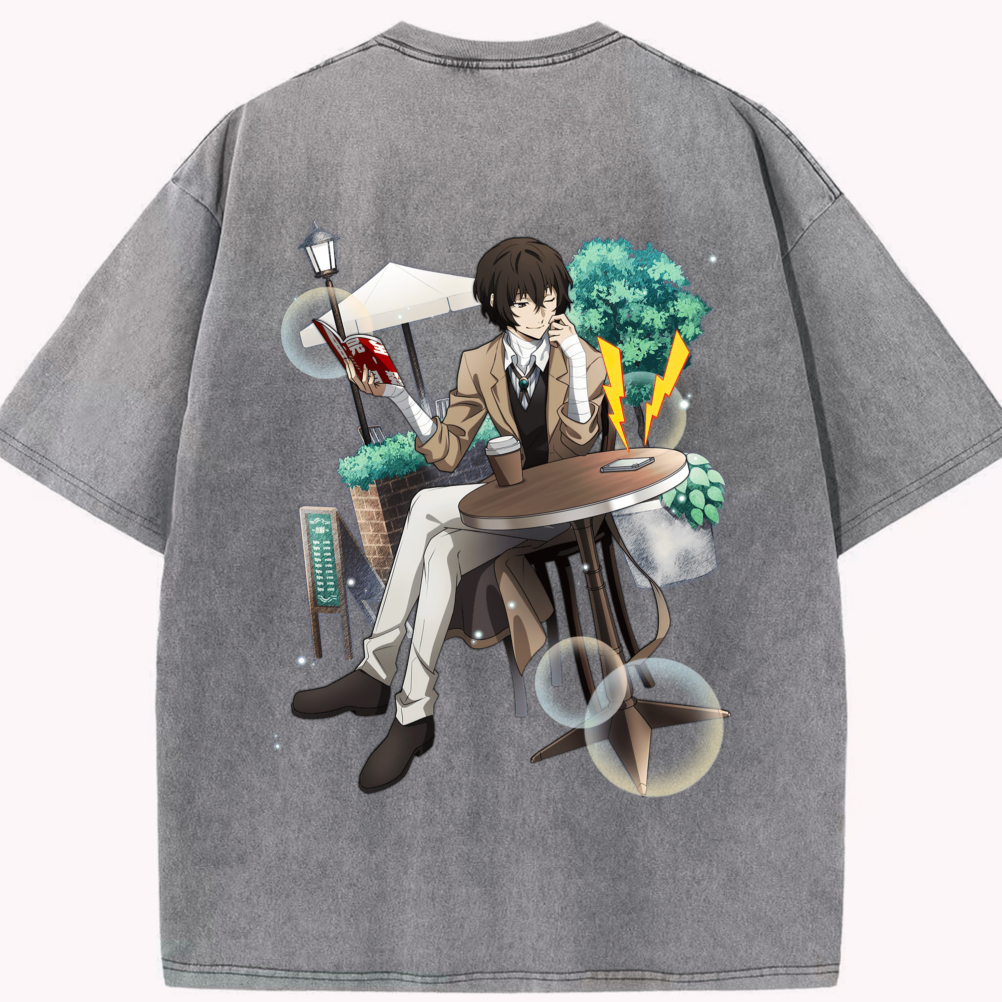 （画像用） 文豪ストレイドッグス Bungo Stray Dogs 綿100% ヴィンテージ風 半袖Tシャツ（背面プリント）