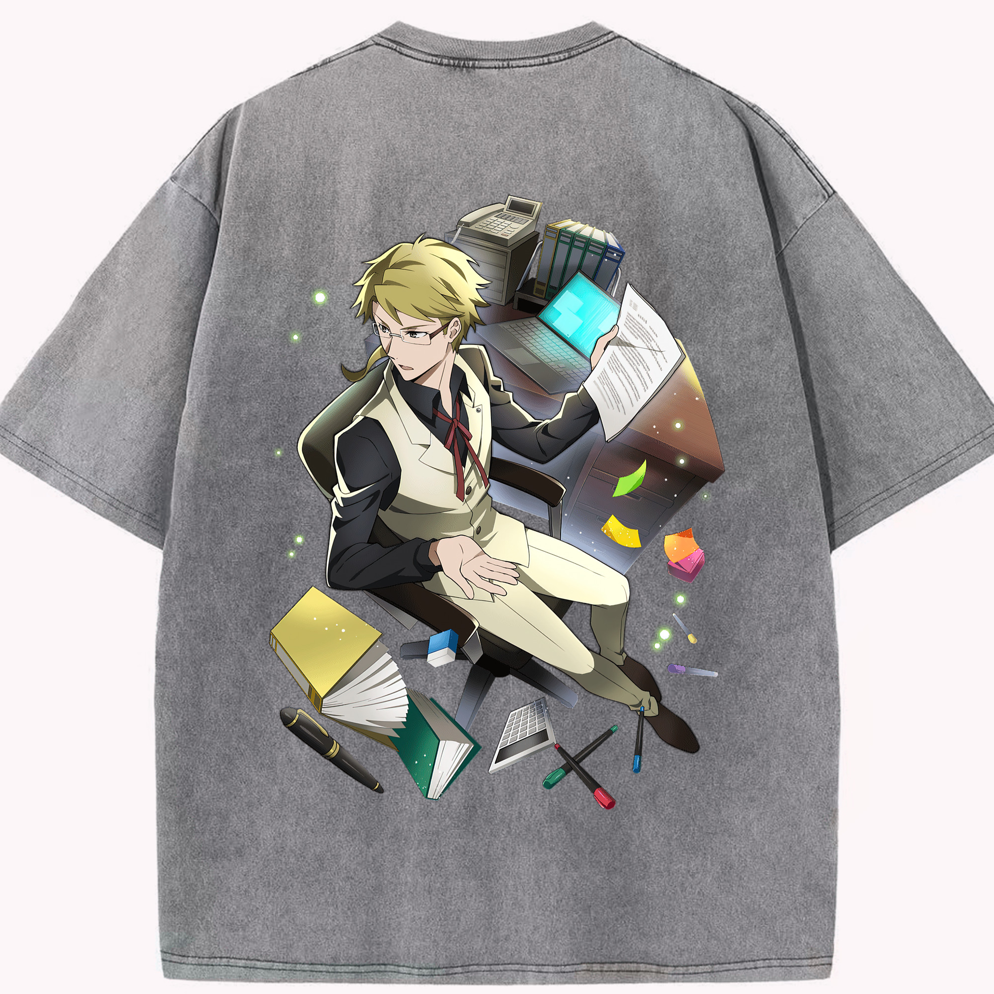 （画像用） 文豪ストレイドッグス Bungo Stray Dogs 綿100% ヴィンテージ風 半袖Tシャツ（背面プリント）