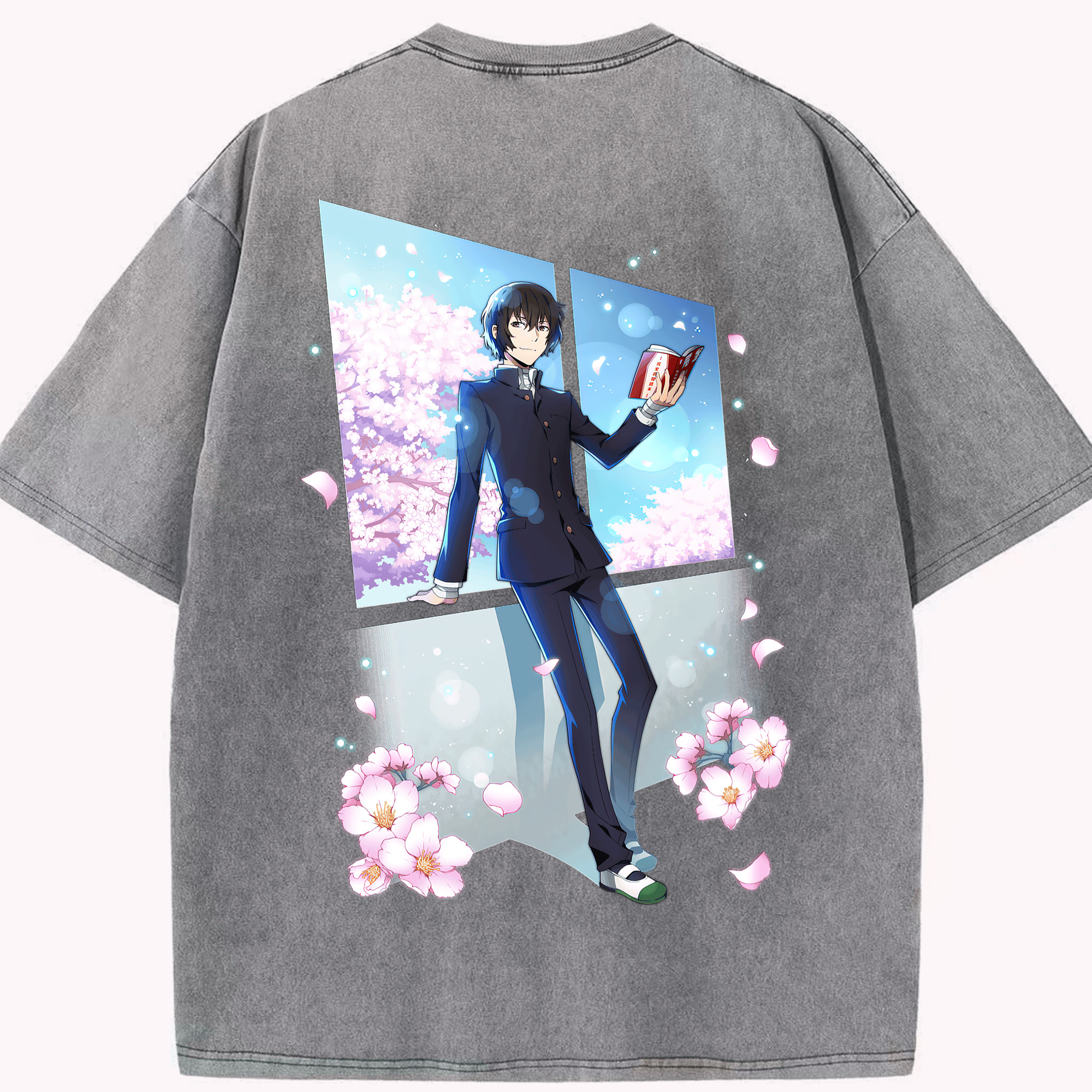 （画像用） 文豪ストレイドッグス Bungo Stray Dogs 綿100% ヴィンテージ風 半袖Tシャツ（背面プリント）