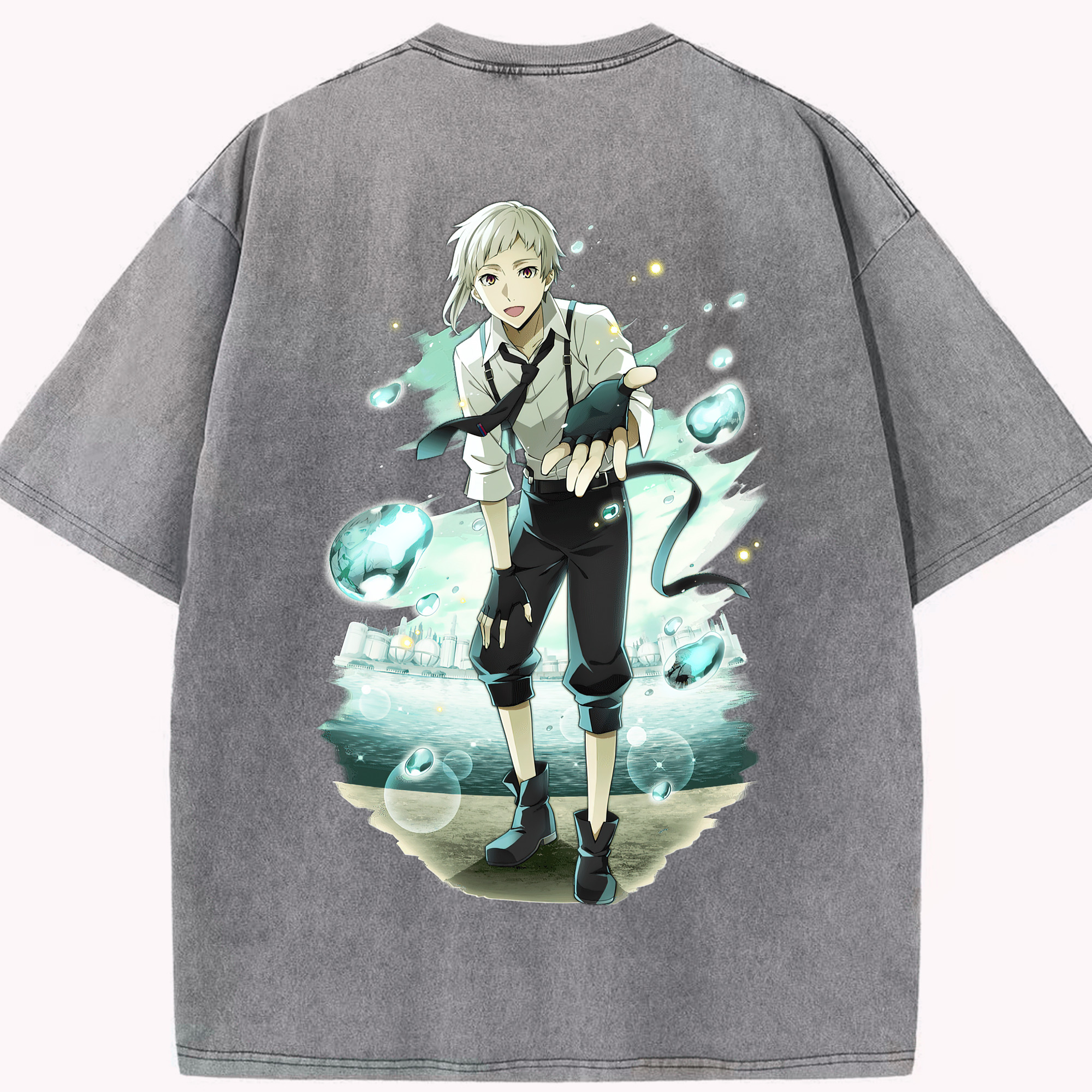 （画像用） 文豪ストレイドッグス Bungo Stray Dogs 綿100% ヴィンテージ風 半袖Tシャツ（背面プリント）
