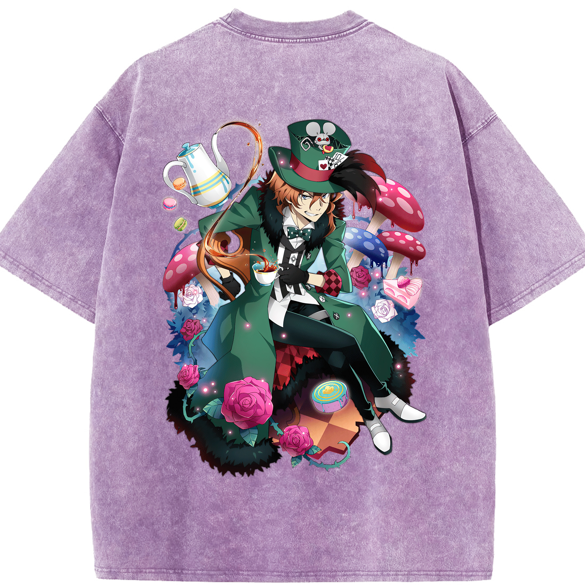 （画像用） 文豪ストレイドッグス Bungo Stray Dogs 綿100% ヴィンテージ風 半袖Tシャツ（背面プリント）