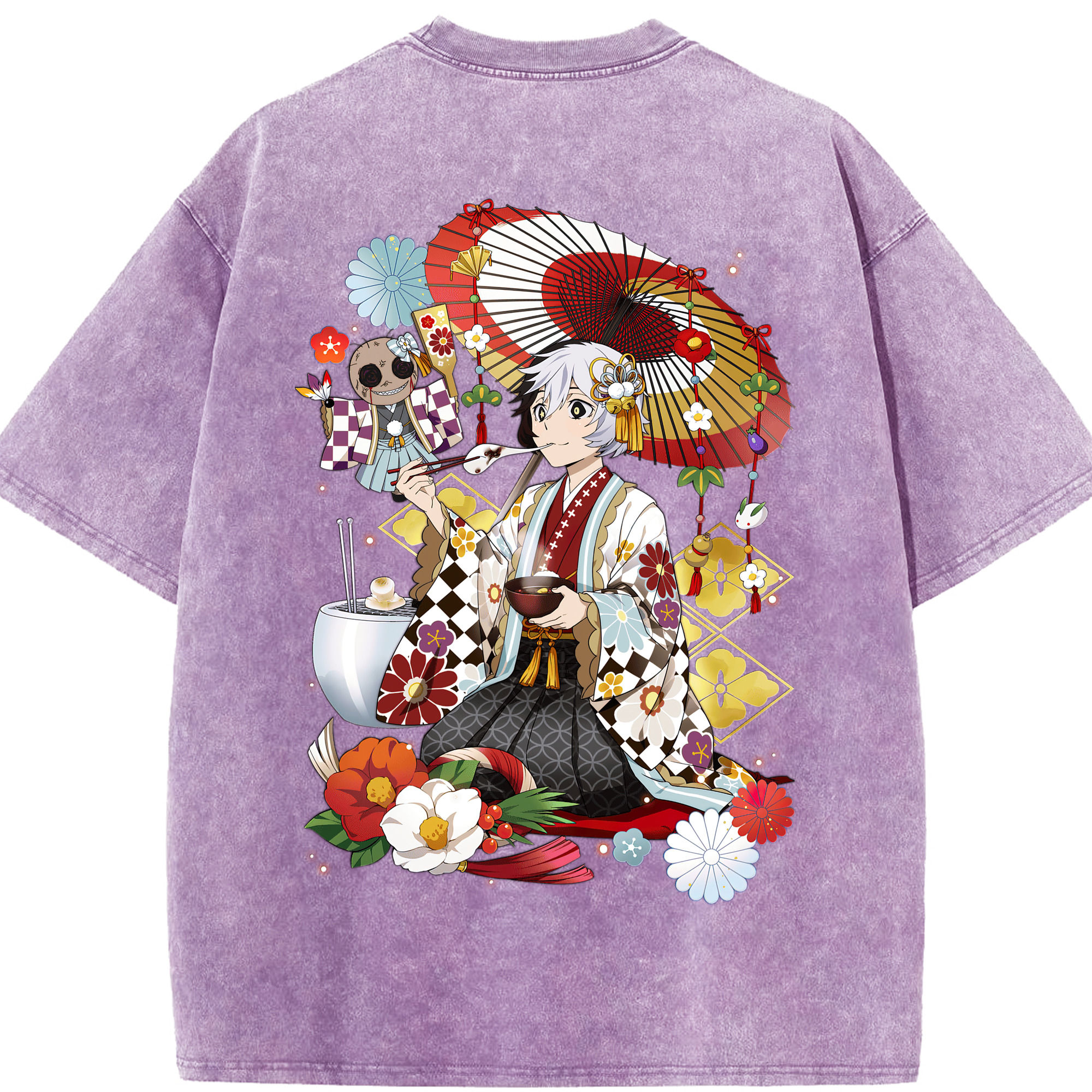 （画像用） 文豪ストレイドッグス Bungo Stray Dogs 綿100% ヴィンテージ風 半袖Tシャツ（背面プリント）
