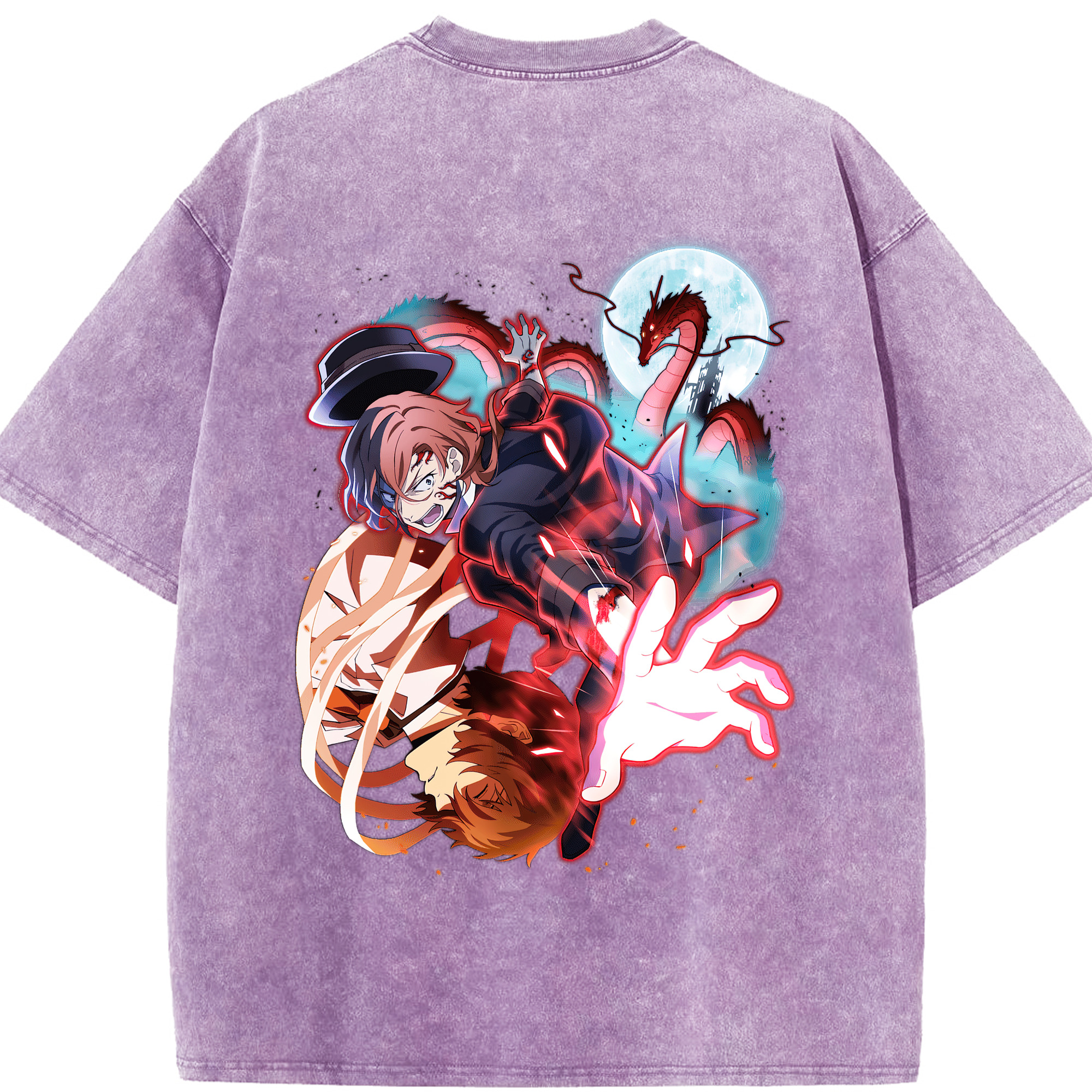 （画像用） 文豪ストレイドッグス Bungo Stray Dogs 綿100% ヴィンテージ風 半袖Tシャツ（背面プリント）