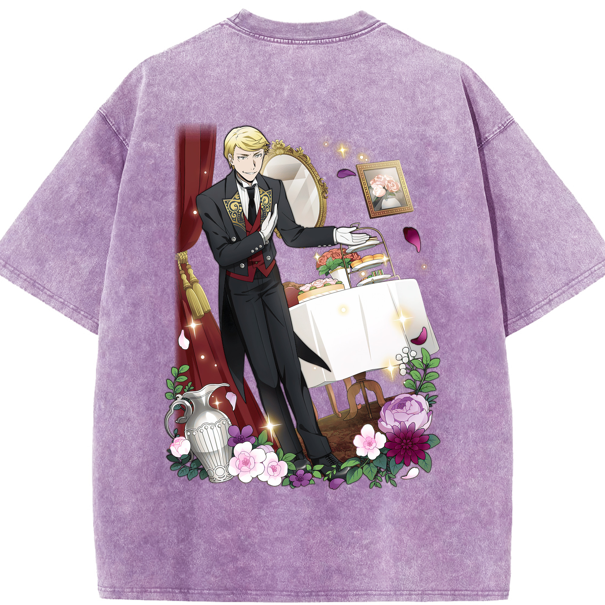 （画像用） 文豪ストレイドッグス Bungo Stray Dogs 綿100% ヴィンテージ風 半袖Tシャツ（背面プリント）