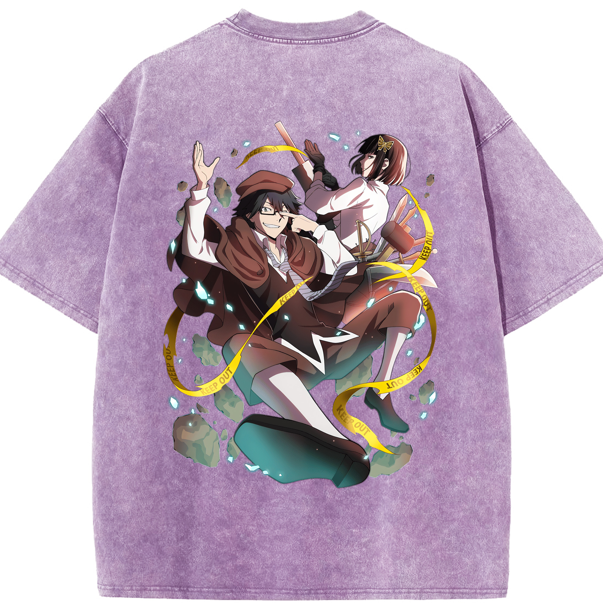 （画像用） 文豪ストレイドッグス Bungo Stray Dogs 綿100% ヴィンテージ風 半袖Tシャツ（背面プリント）