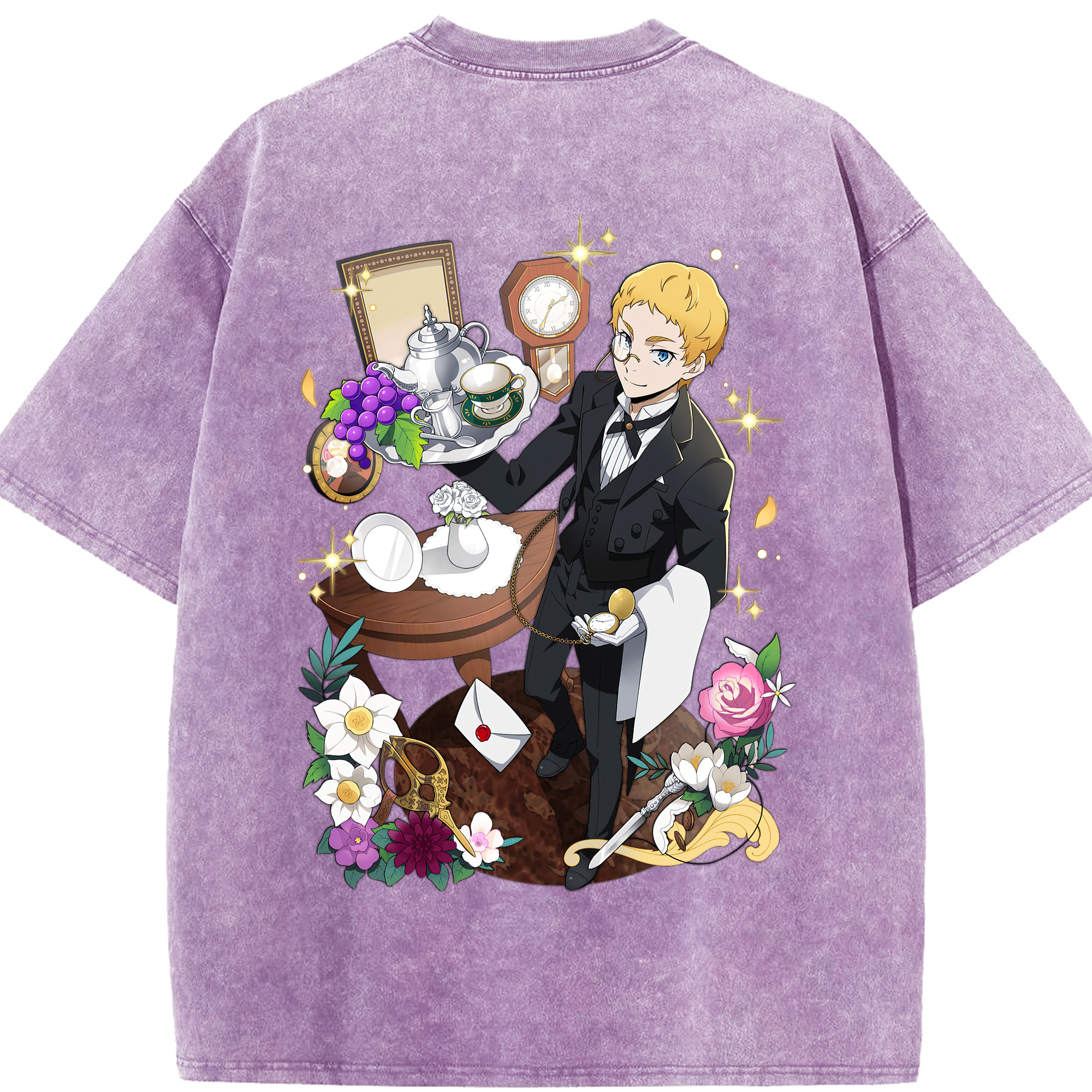 （画像用） 文豪ストレイドッグス Bungo Stray Dogs 綿100% ヴィンテージ風 半袖Tシャツ（背面プリント）