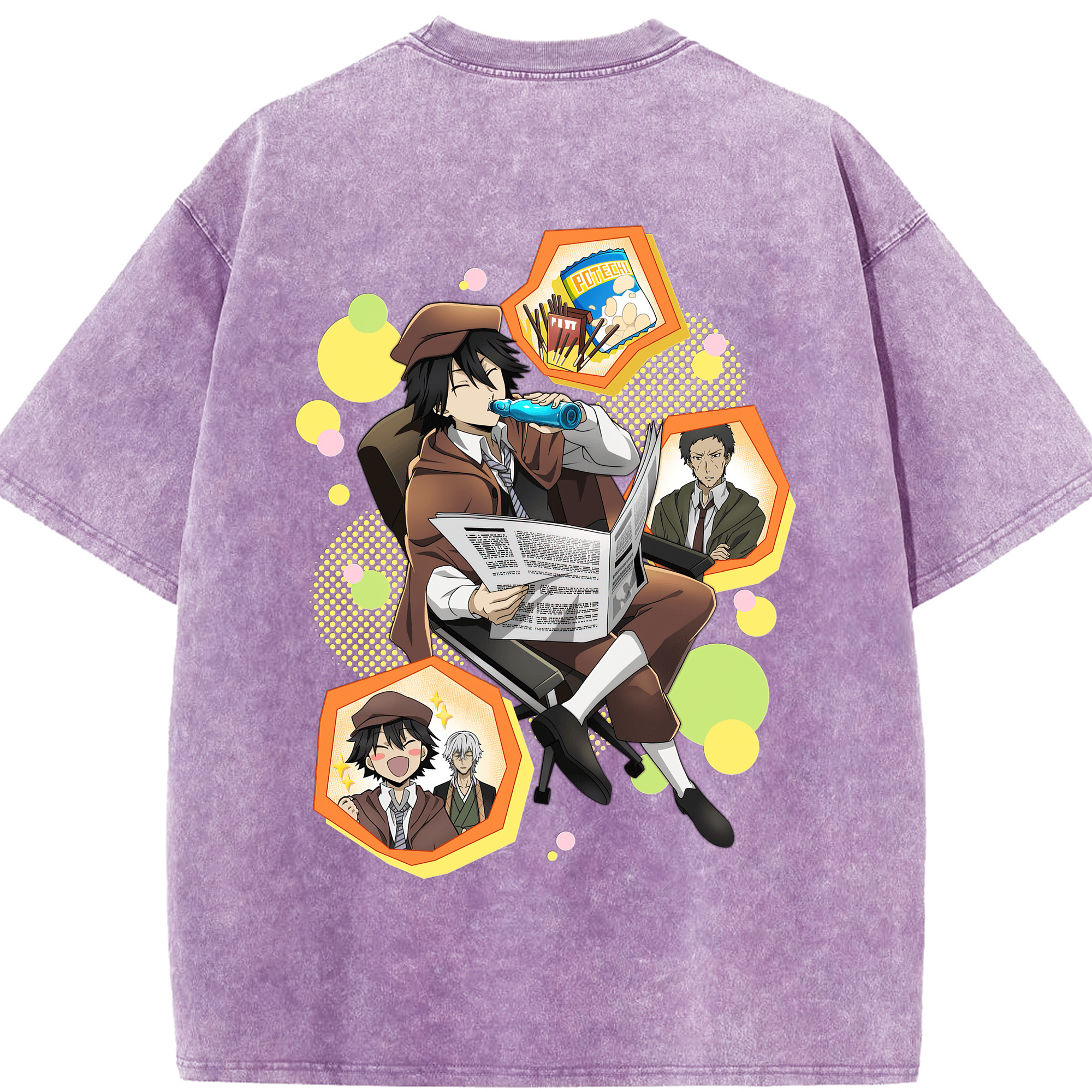 （画像用） 文豪ストレイドッグス Bungo Stray Dogs 綿100% ヴィンテージ風 半袖Tシャツ（背面プリント）