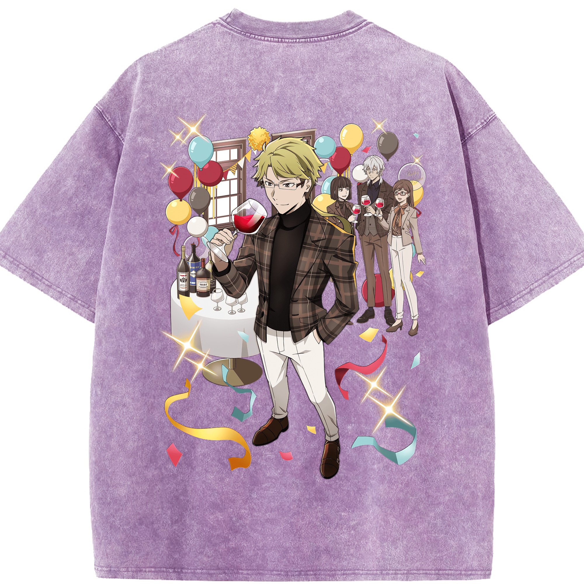 （画像用） 文豪ストレイドッグス Bungo Stray Dogs 綿100% ヴィンテージ風 半袖Tシャツ（背面プリント）