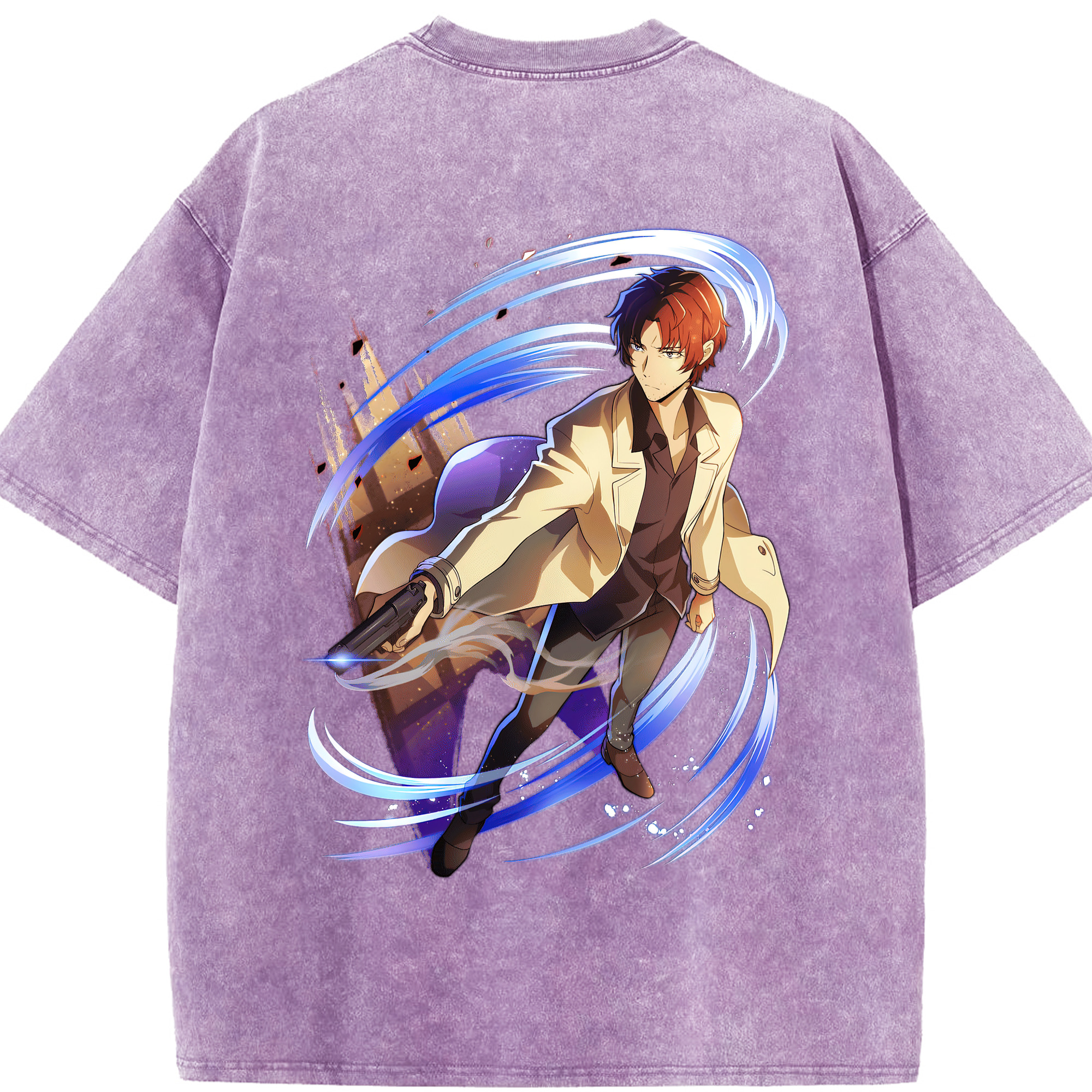 （画像用） 文豪ストレイドッグス Bungo Stray Dogs 綿100% ヴィンテージ風 半袖Tシャツ（背面プリント）