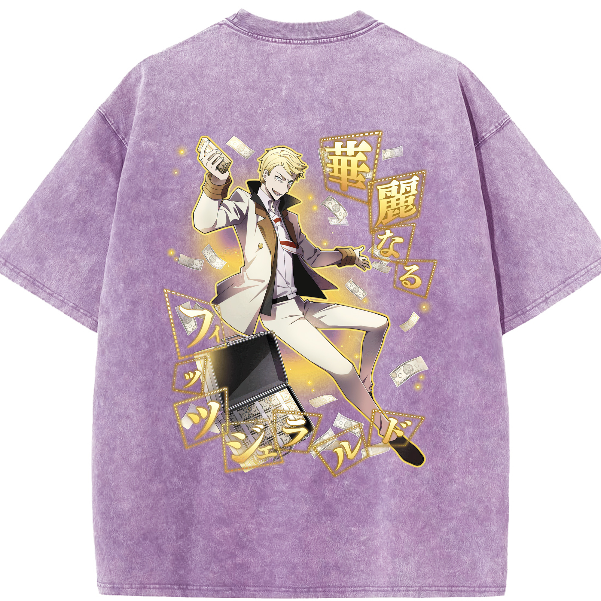 （画像用） 文豪ストレイドッグス Bungo Stray Dogs 綿100% ヴィンテージ風 半袖Tシャツ（背面プリント）