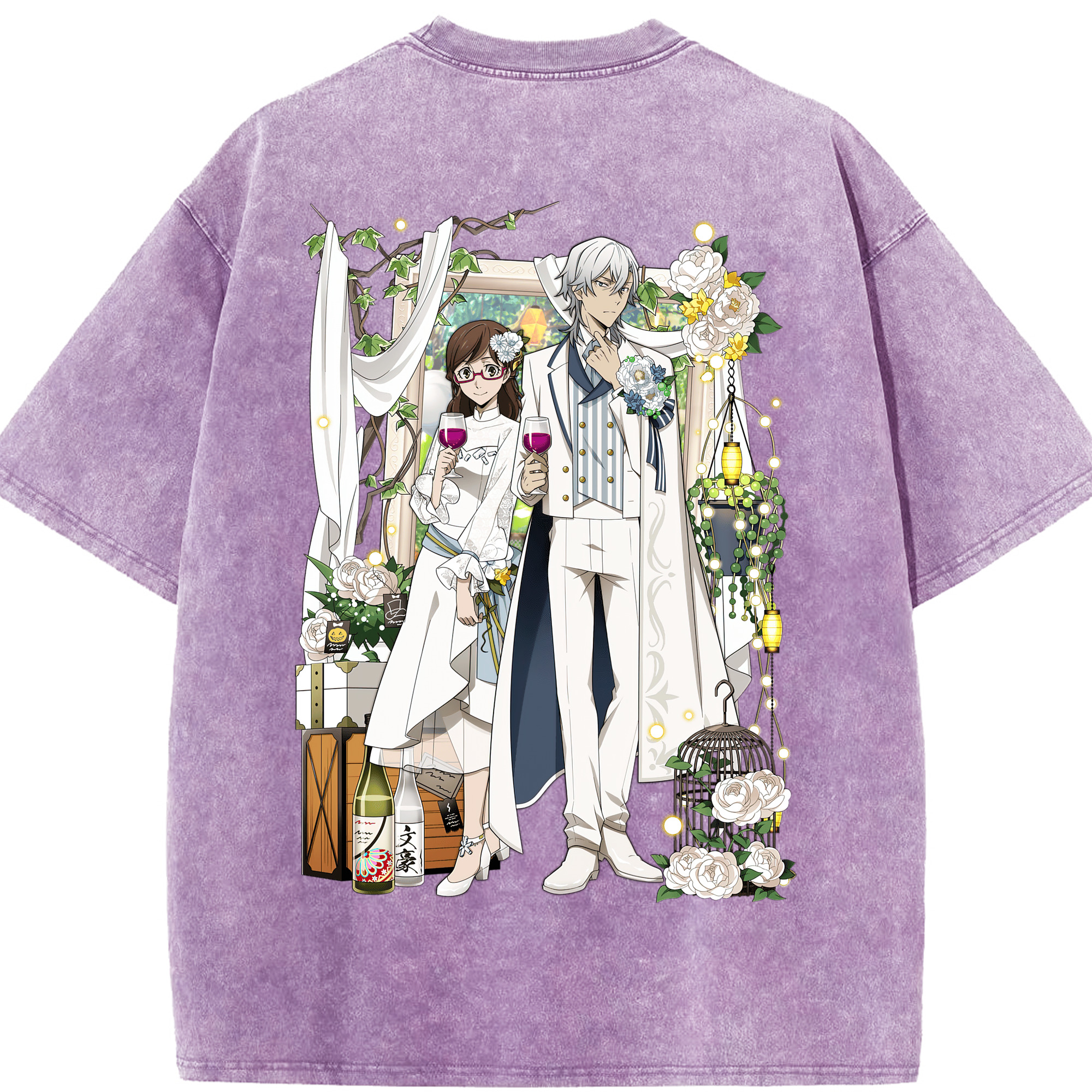 （画像用） 文豪ストレイドッグス Bungo Stray Dogs 綿100% ヴィンテージ風 半袖Tシャツ（背面プリント）