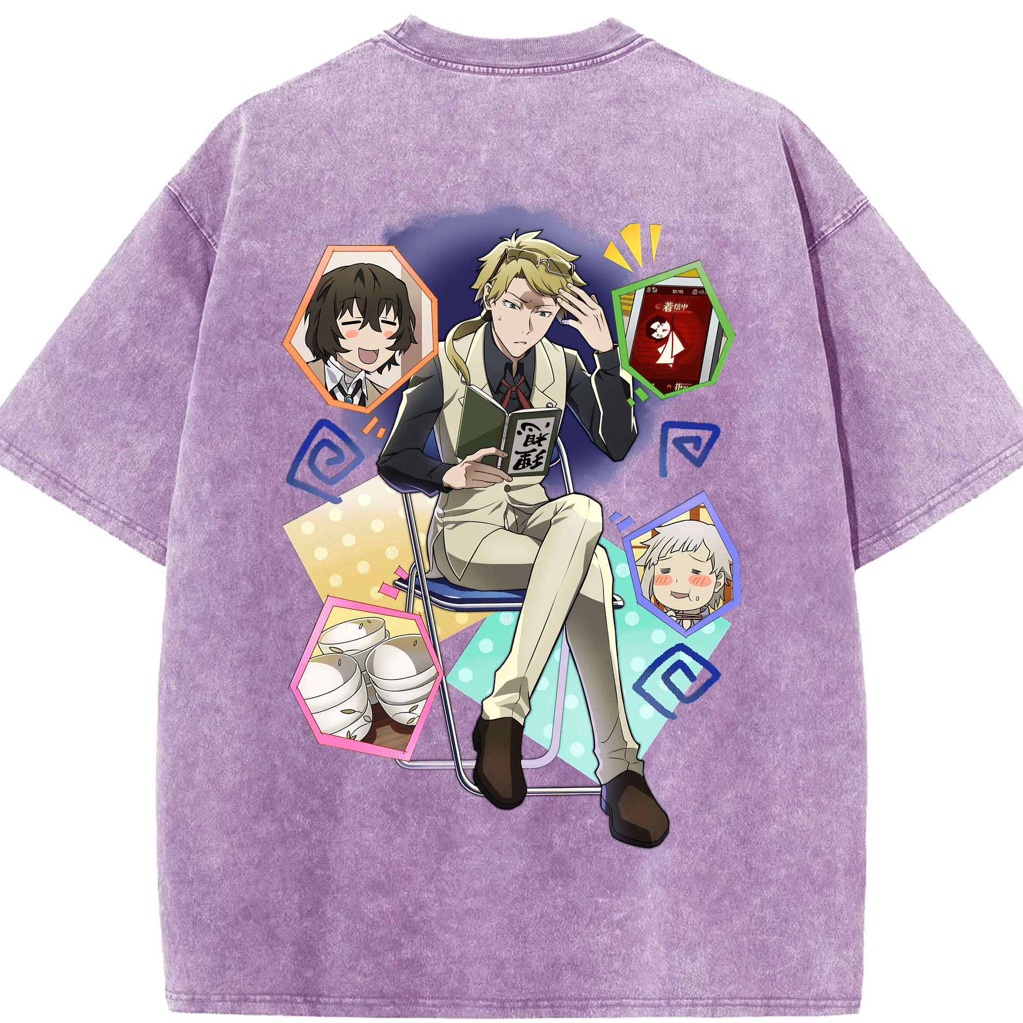 （画像用） 文豪ストレイドッグス Bungo Stray Dogs 綿100% ヴィンテージ風 半袖Tシャツ（背面プリント）