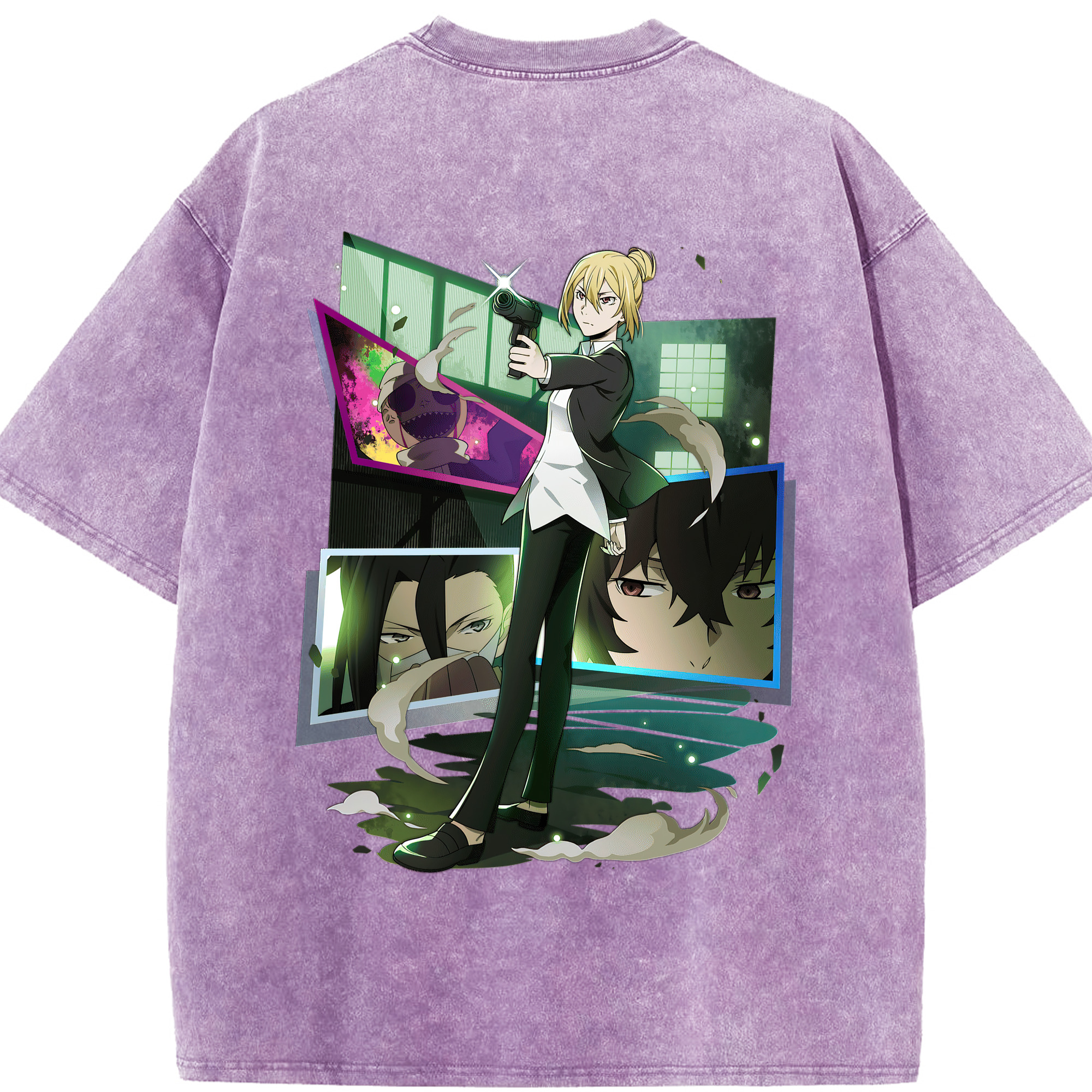 （画像用） 文豪ストレイドッグス Bungo Stray Dogs 綿100% ヴィンテージ風 半袖Tシャツ（背面プリント）