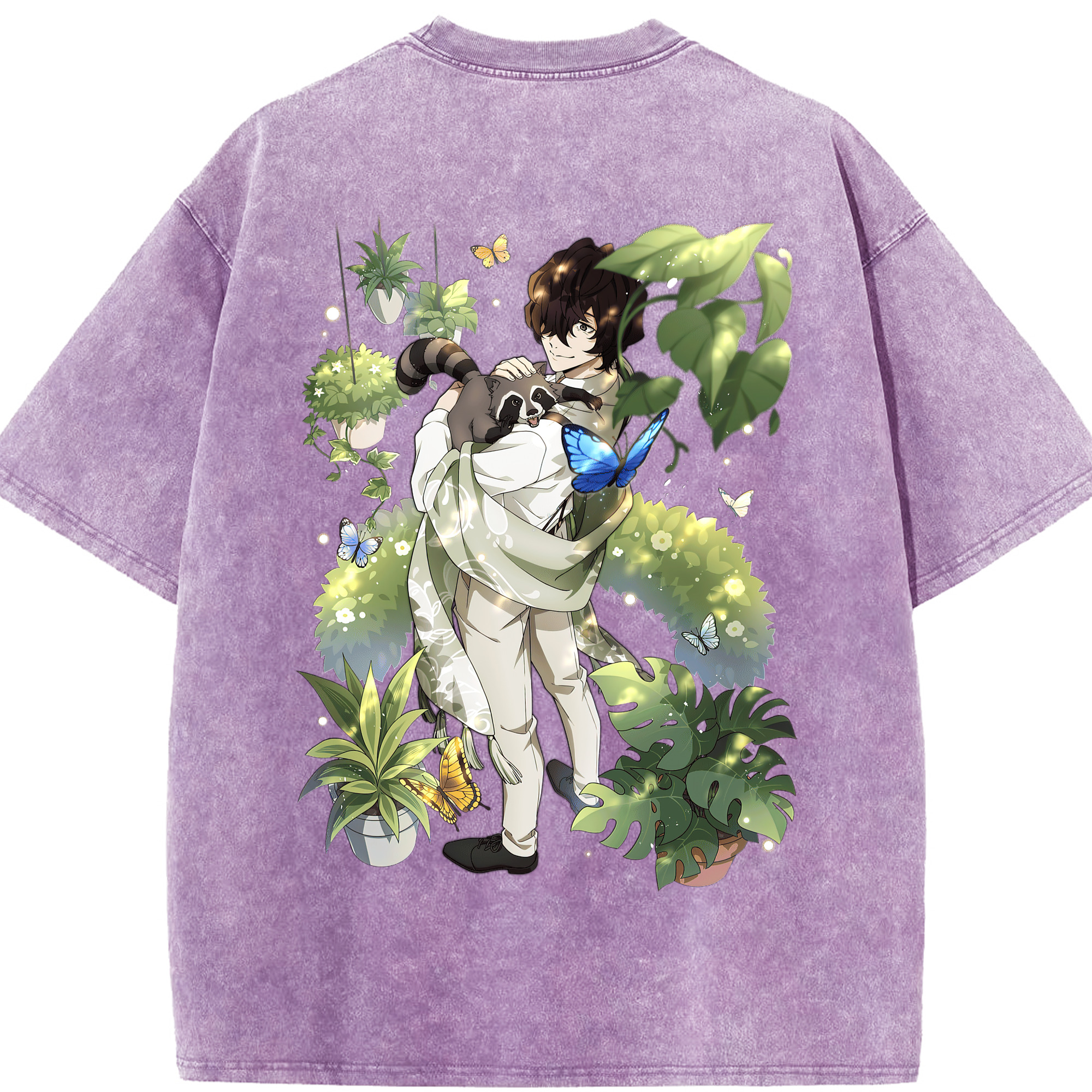 （画像用） 文豪ストレイドッグス Bungo Stray Dogs 綿100% ヴィンテージ風 半袖Tシャツ（背面プリント）