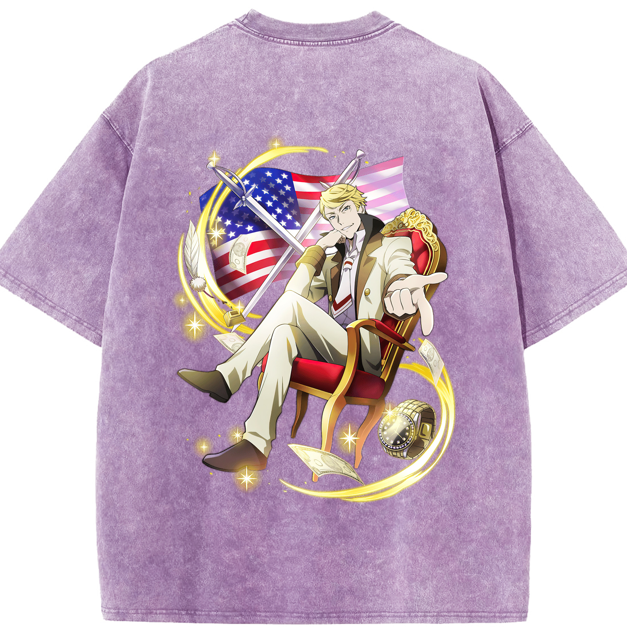 （画像用） 文豪ストレイドッグス Bungo Stray Dogs 綿100% ヴィンテージ風 半袖Tシャツ（背面プリント）