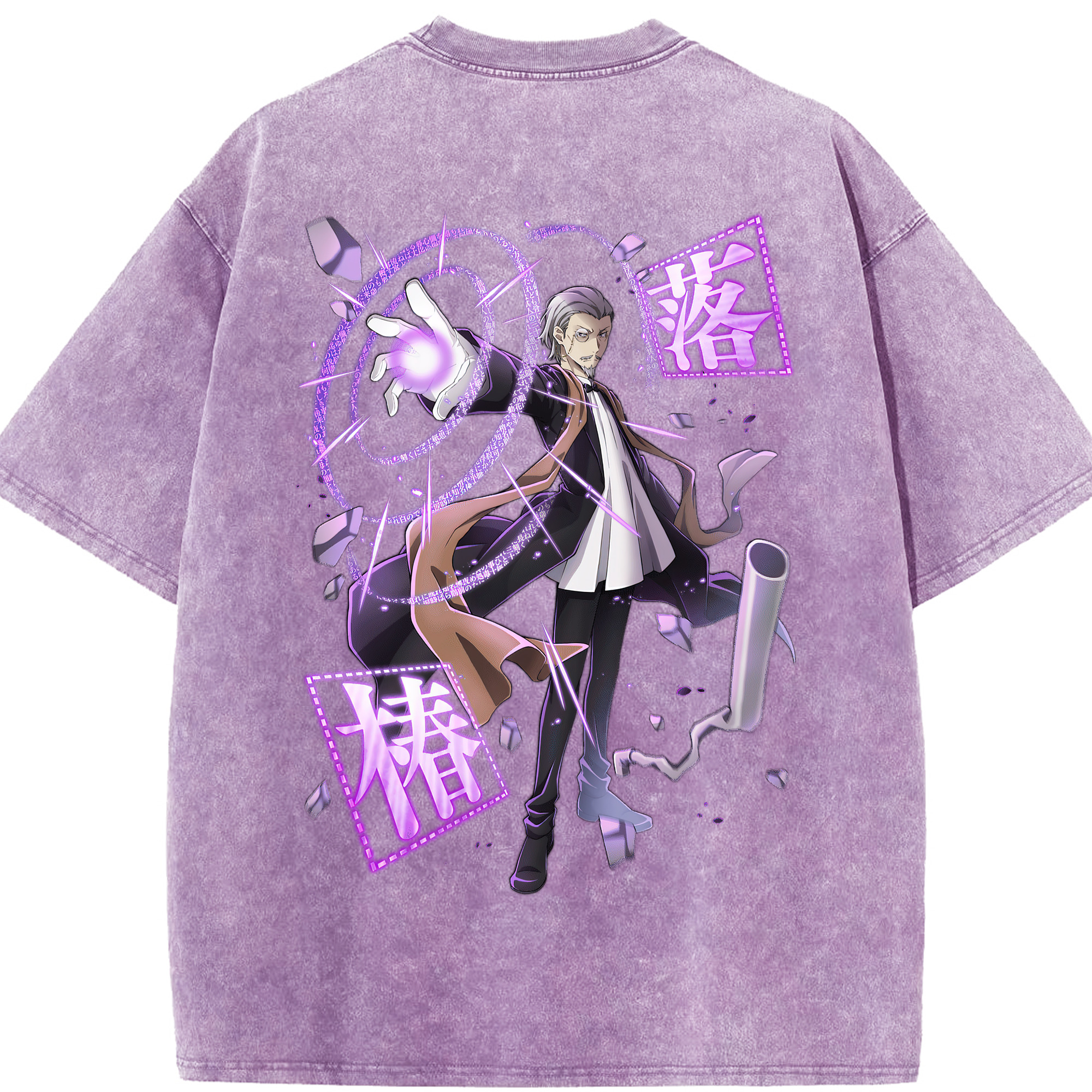（画像用） 文豪ストレイドッグス Bungo Stray Dogs 綿100% ヴィンテージ風 半袖Tシャツ（背面プリント）