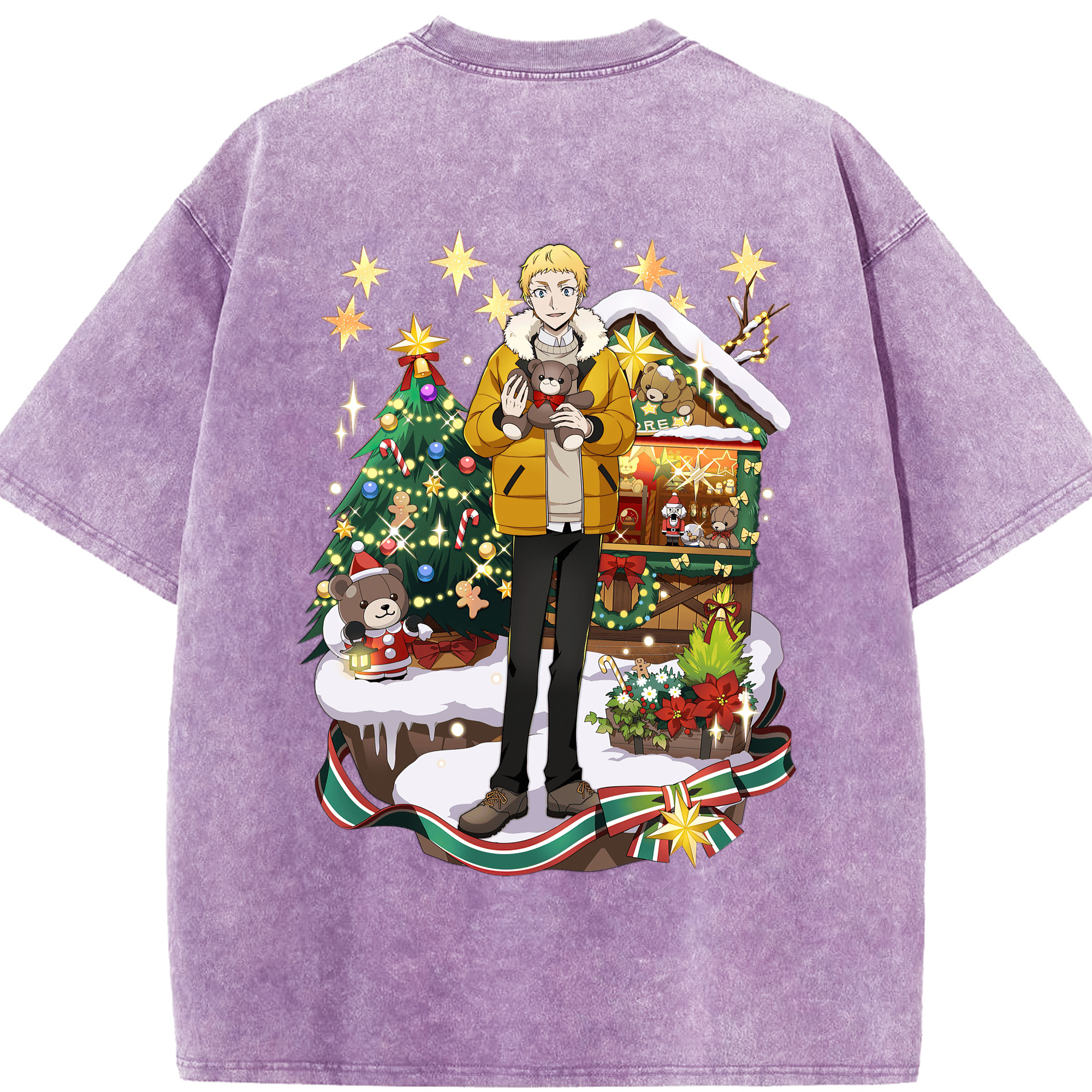 （画像用） 文豪ストレイドッグス Bungo Stray Dogs 綿100% ヴィンテージ風 半袖Tシャツ（背面プリント）