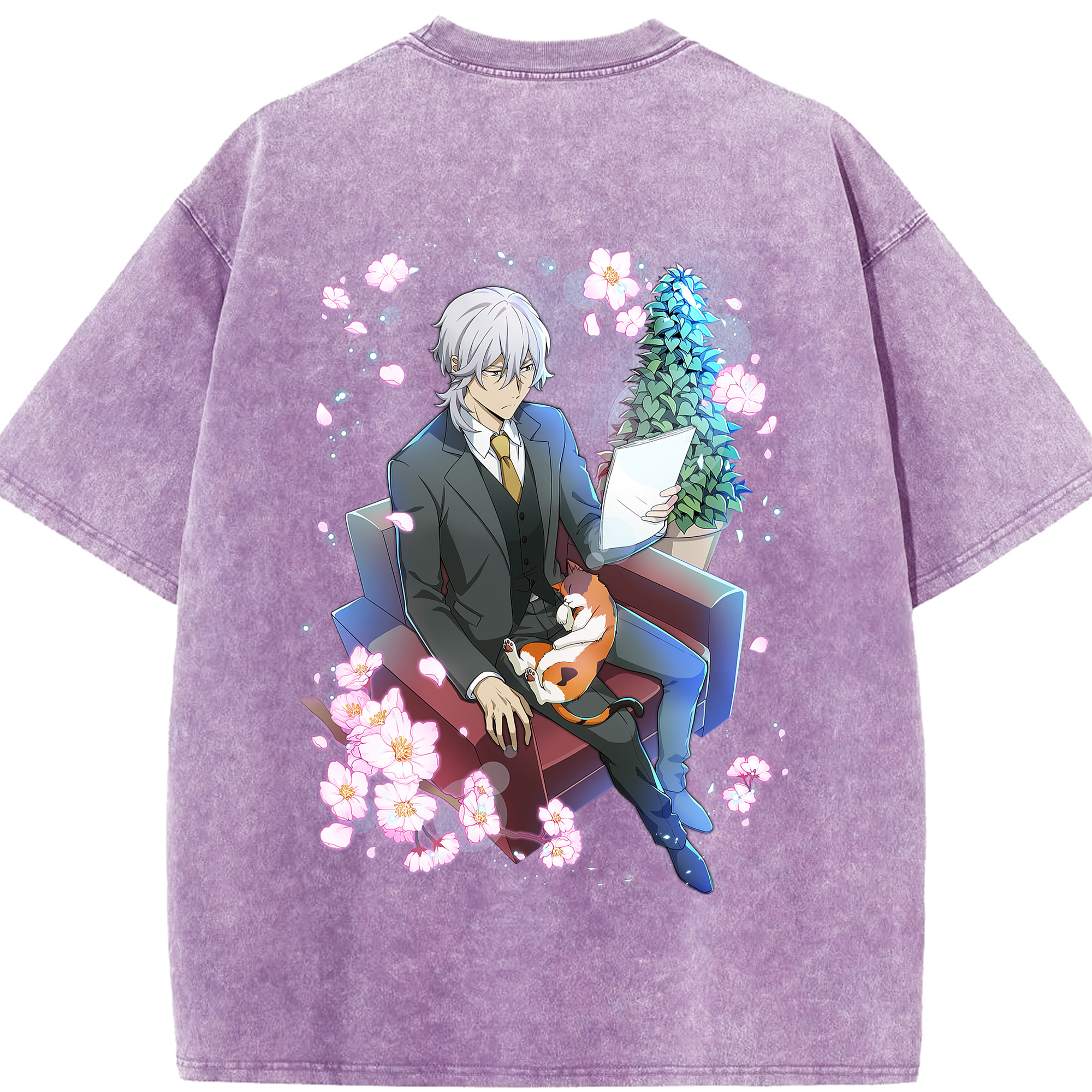 （画像用） 文豪ストレイドッグス Bungo Stray Dogs 綿100% ヴィンテージ風 半袖Tシャツ（背面プリント）