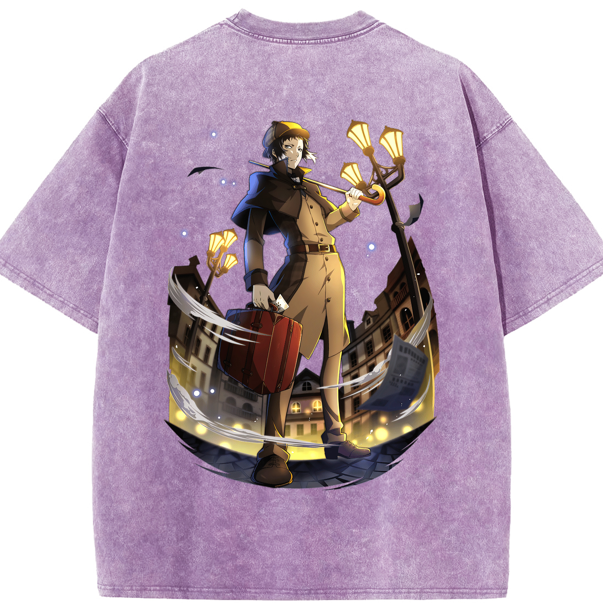 （画像用） 文豪ストレイドッグス Bungo Stray Dogs 綿100% ヴィンテージ風 半袖Tシャツ（背面プリント）