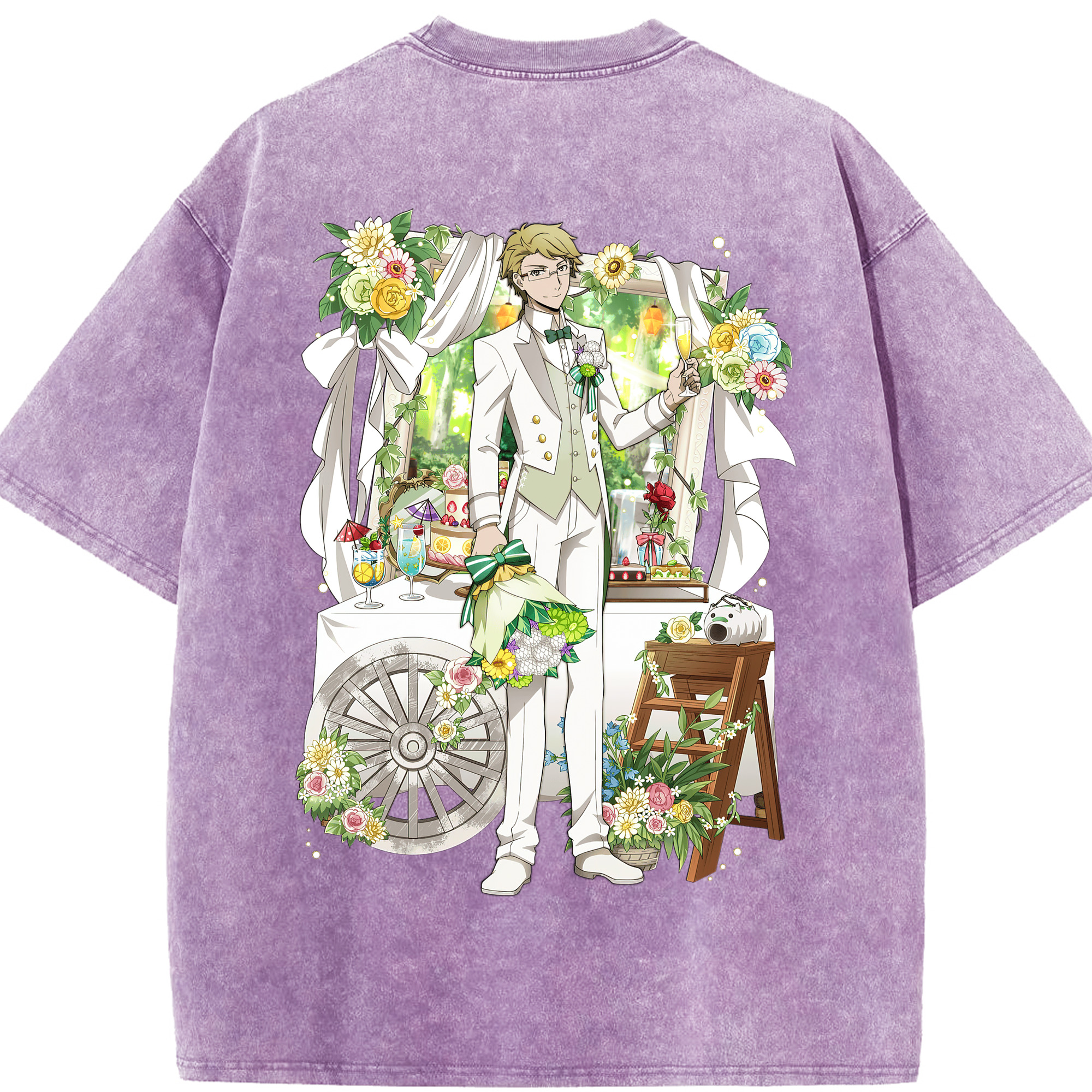 （画像用） 文豪ストレイドッグス Bungo Stray Dogs 綿100% ヴィンテージ風 半袖Tシャツ（背面プリント）