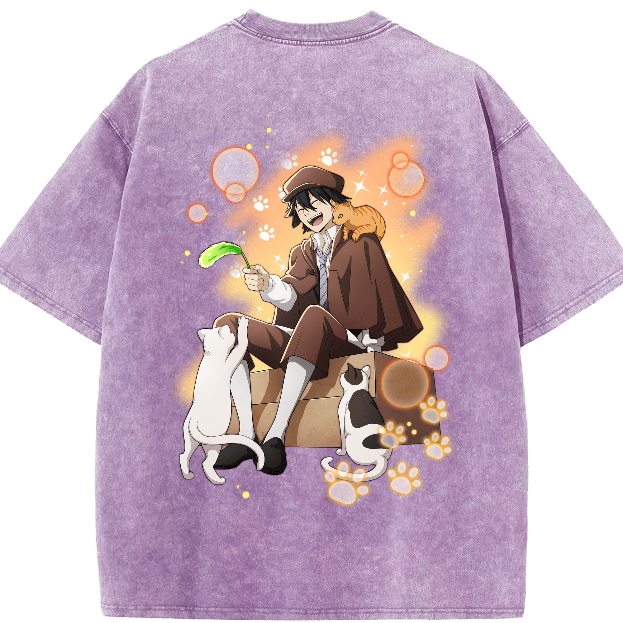 （画像用） 文豪ストレイドッグス Bungo Stray Dogs 綿100% ヴィンテージ風 半袖Tシャツ（背面プリント）
