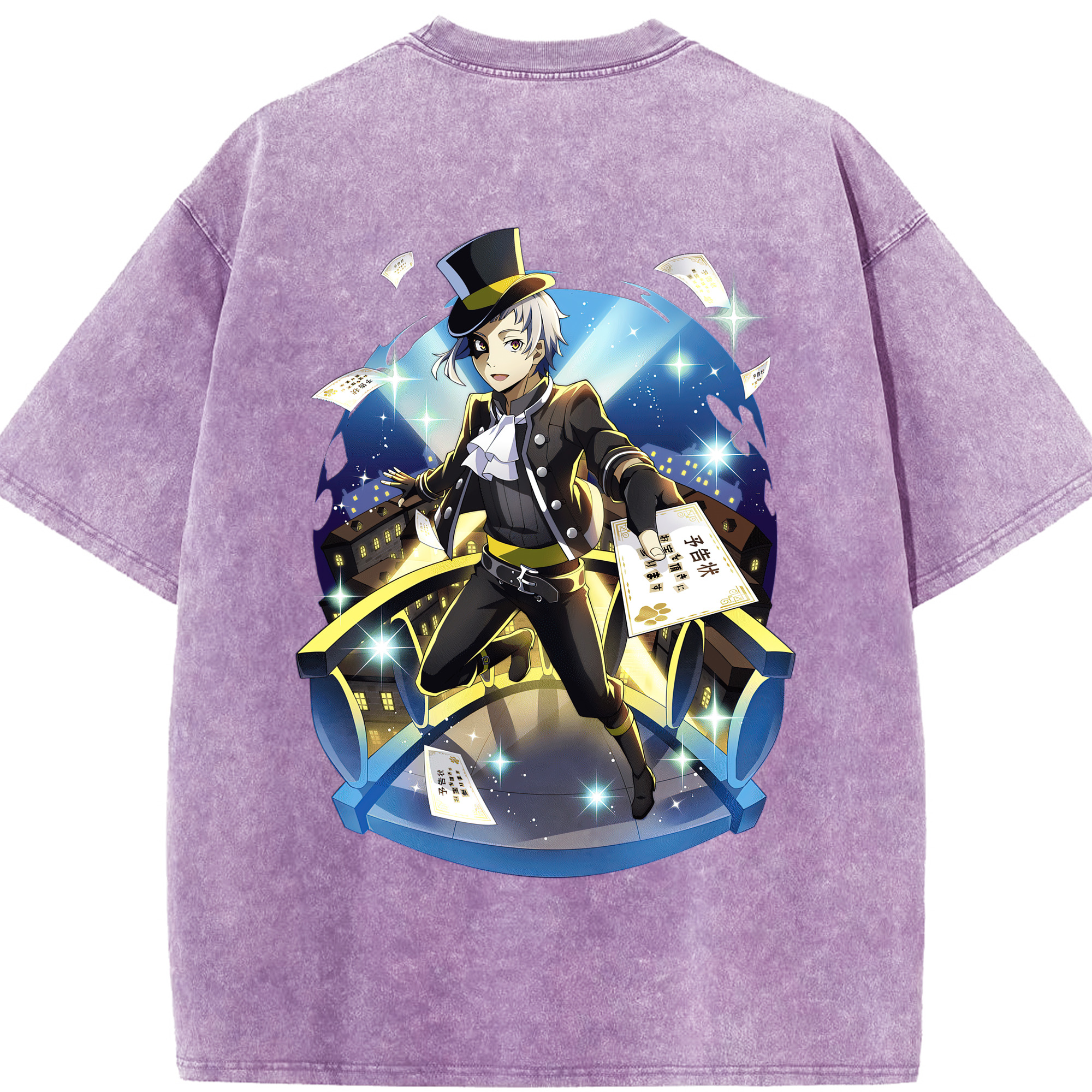 （画像用） 文豪ストレイドッグス Bungo Stray Dogs 綿100% ヴィンテージ風 半袖Tシャツ（背面プリント）
