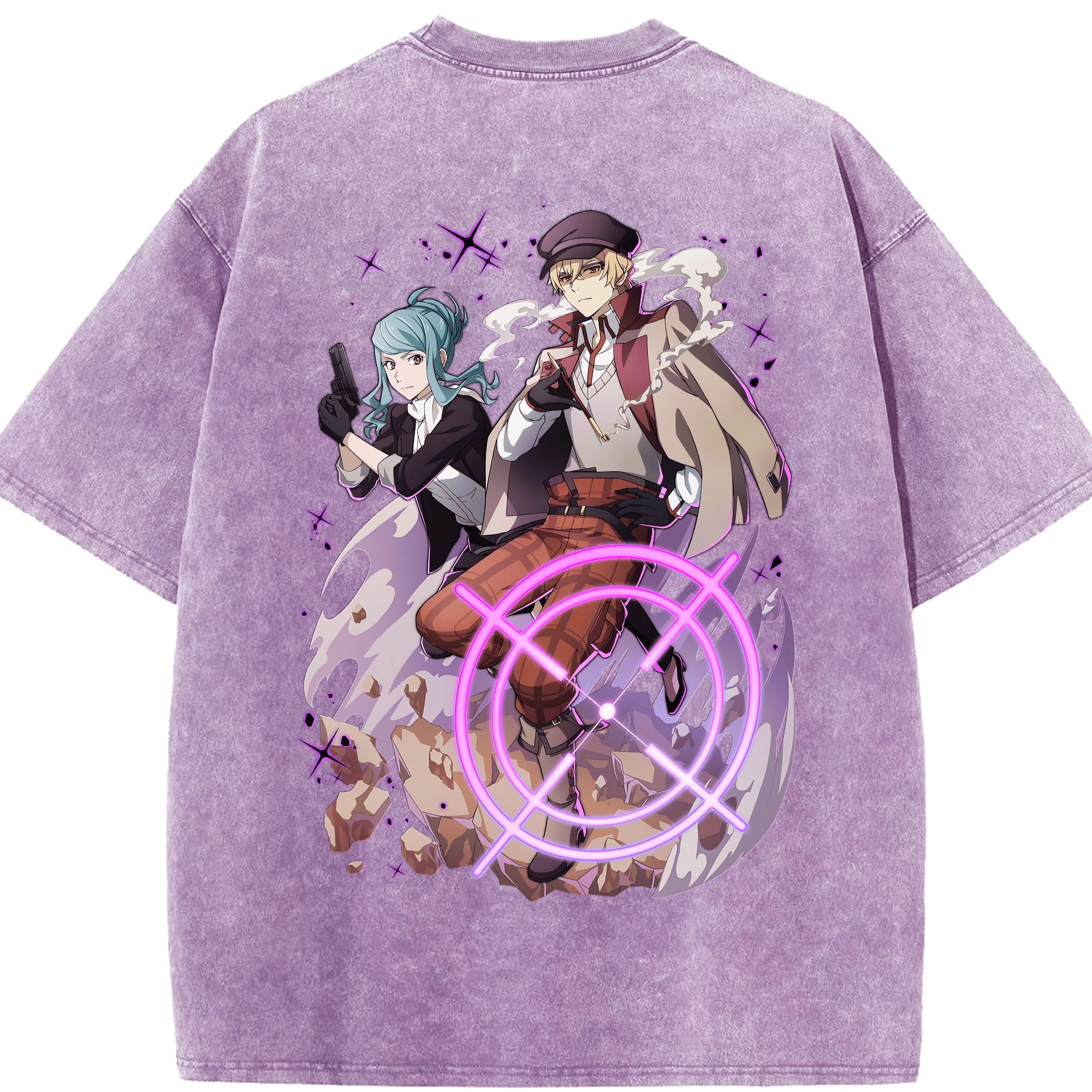 （画像用） 文豪ストレイドッグス Bungo Stray Dogs 綿100% ヴィンテージ風 半袖Tシャツ（背面プリント）