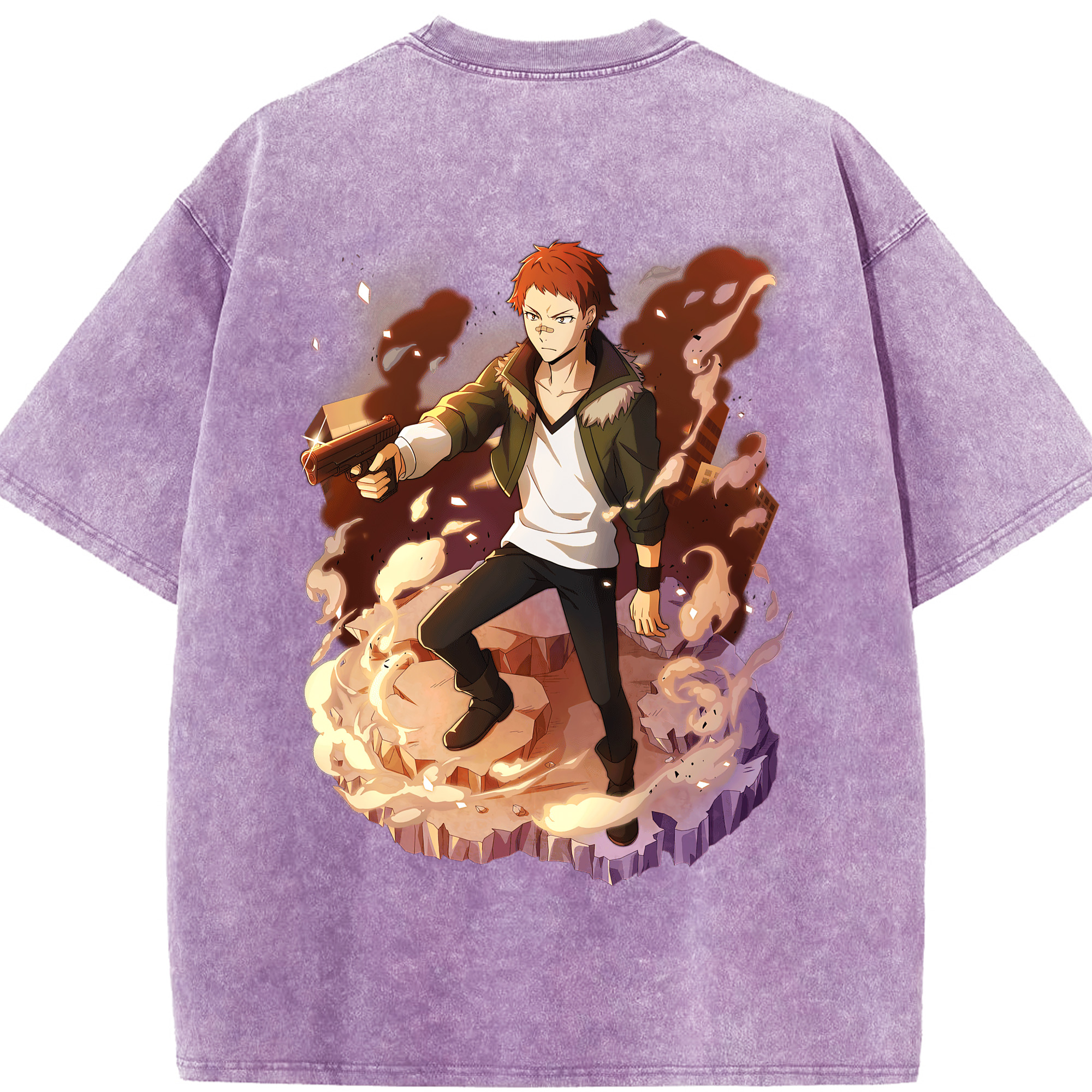 （画像用） 文豪ストレイドッグス Bungo Stray Dogs 綿100% ヴィンテージ風 半袖Tシャツ（背面プリント）