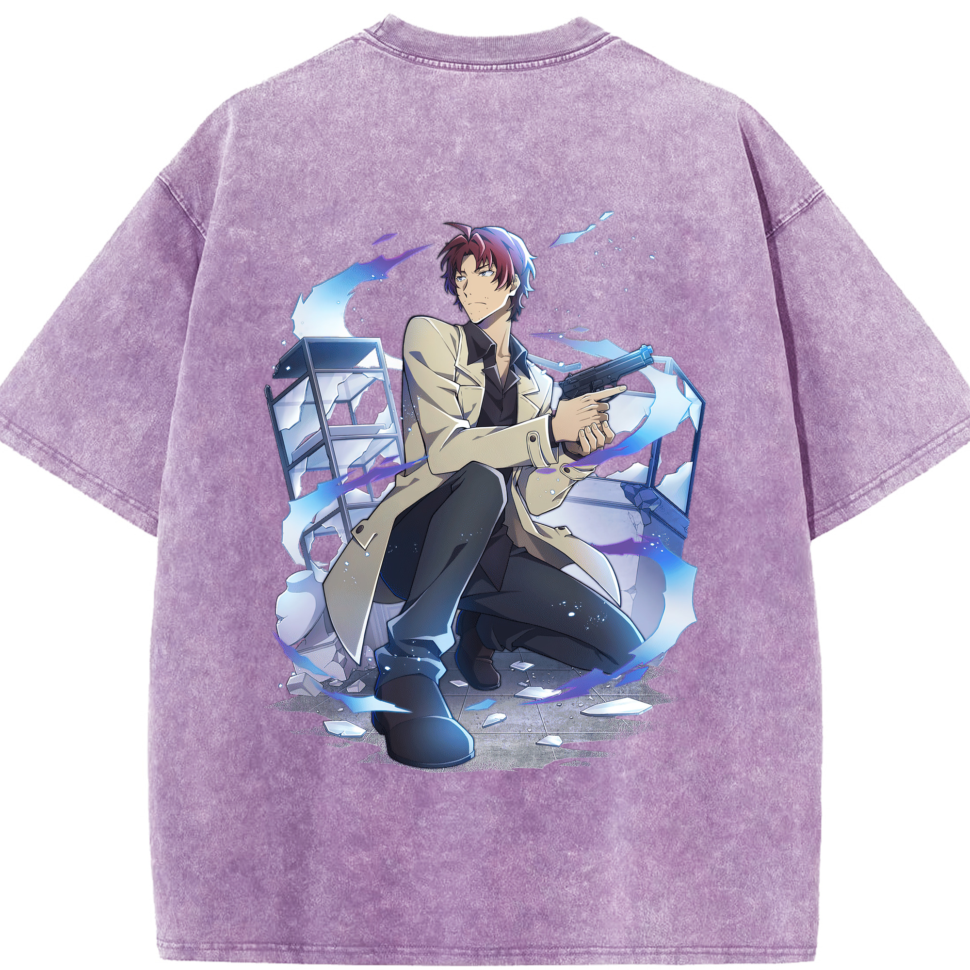 （画像用） 文豪ストレイドッグス Bungo Stray Dogs 綿100% ヴィンテージ風 半袖Tシャツ（背面プリント）