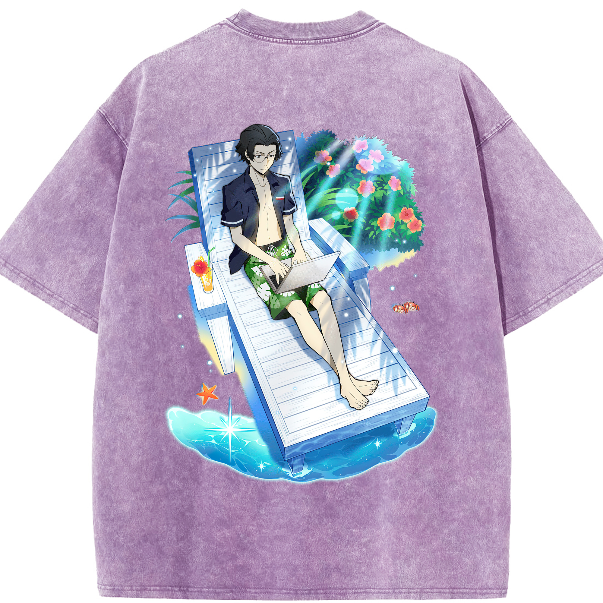 （画像用） 文豪ストレイドッグス Bungo Stray Dogs 綿100% ヴィンテージ風 半袖Tシャツ（背面プリント）