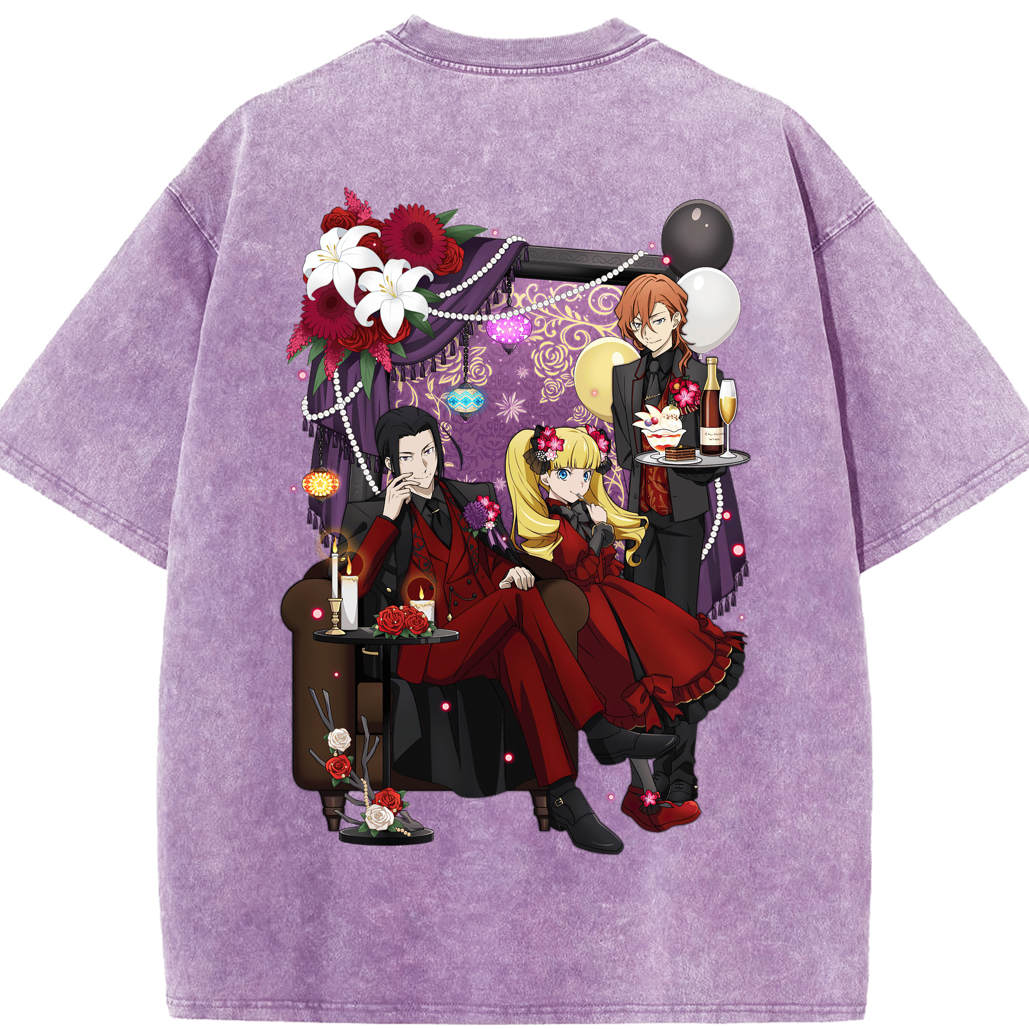 （画像用） 文豪ストレイドッグス Bungo Stray Dogs 綿100% ヴィンテージ風 半袖Tシャツ（背面プリント）
