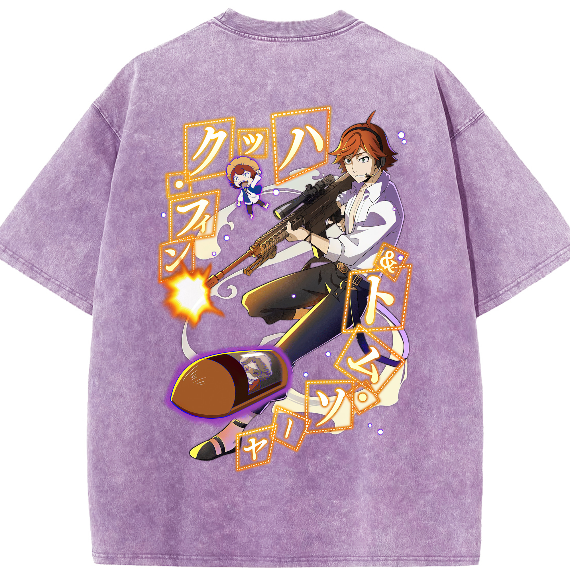 （画像用） 文豪ストレイドッグス Bungo Stray Dogs 綿100% ヴィンテージ風 半袖Tシャツ（背面プリント）