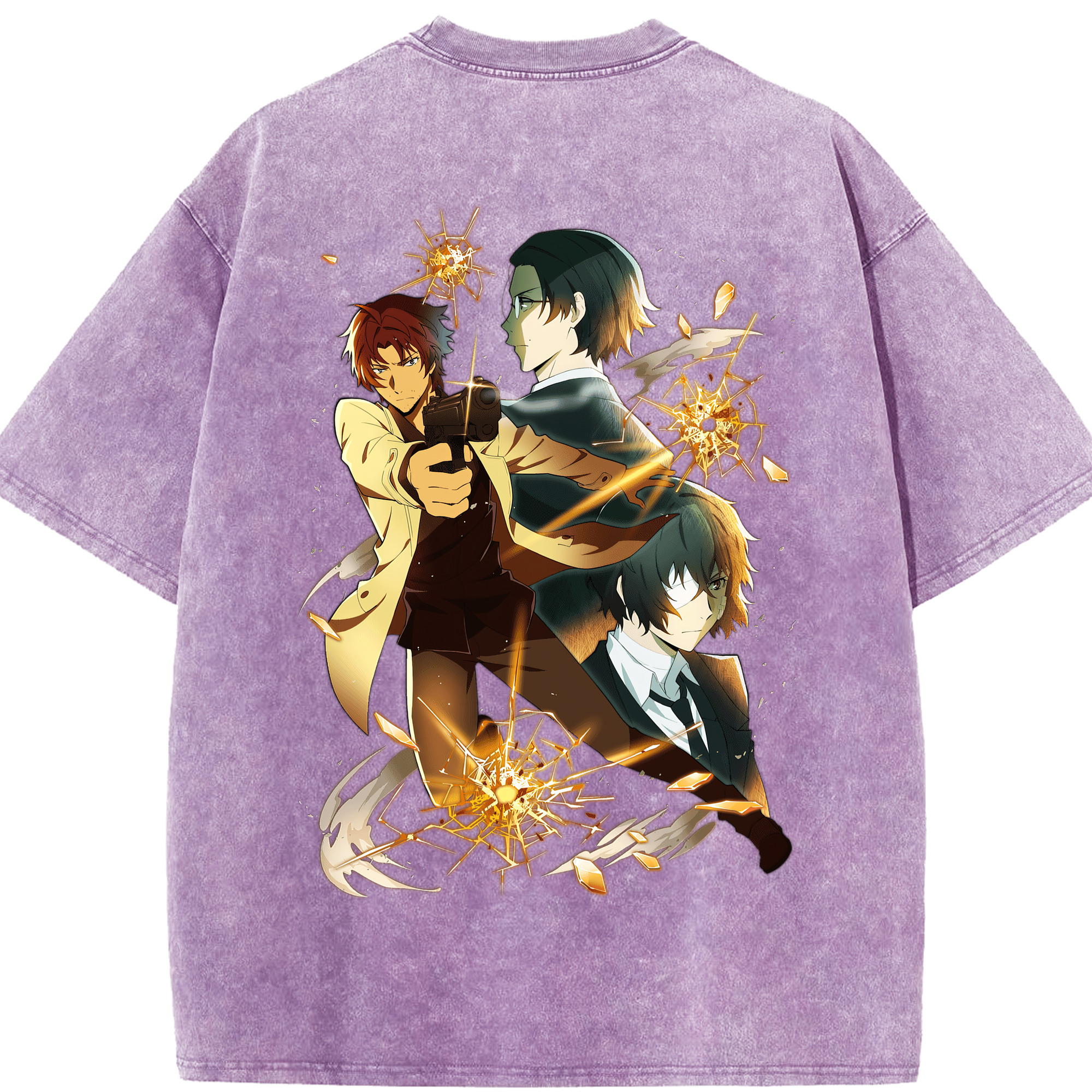 （画像用） 文豪ストレイドッグス Bungo Stray Dogs 綿100% ヴィンテージ風 半袖Tシャツ（背面プリント）