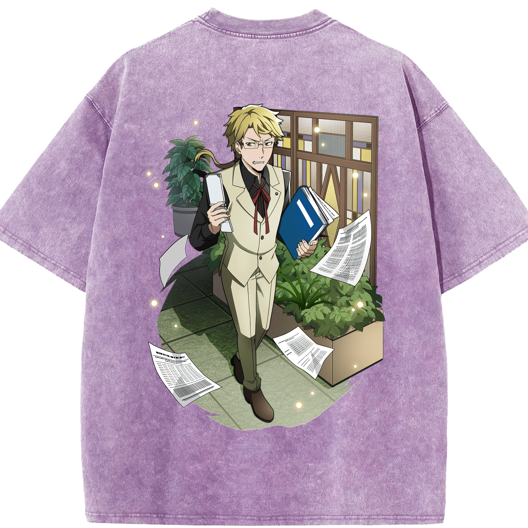 （画像用） 文豪ストレイドッグス Bungo Stray Dogs 綿100% ヴィンテージ風 半袖Tシャツ（背面プリント）