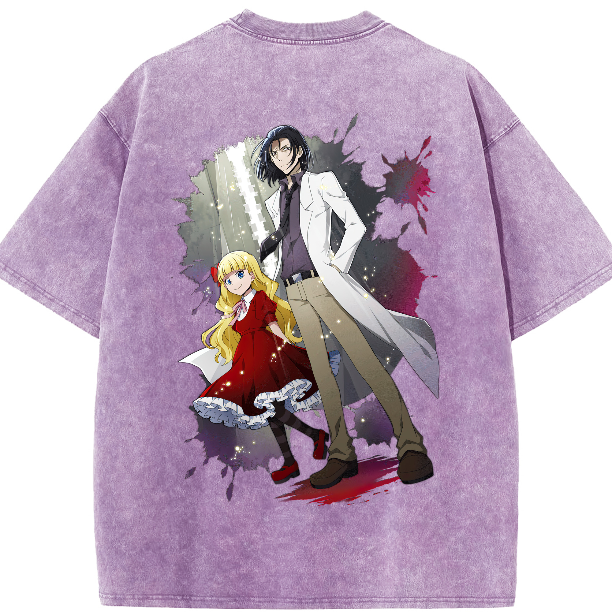 （画像用） 文豪ストレイドッグス Bungo Stray Dogs 綿100% ヴィンテージ風 半袖Tシャツ（背面プリント）