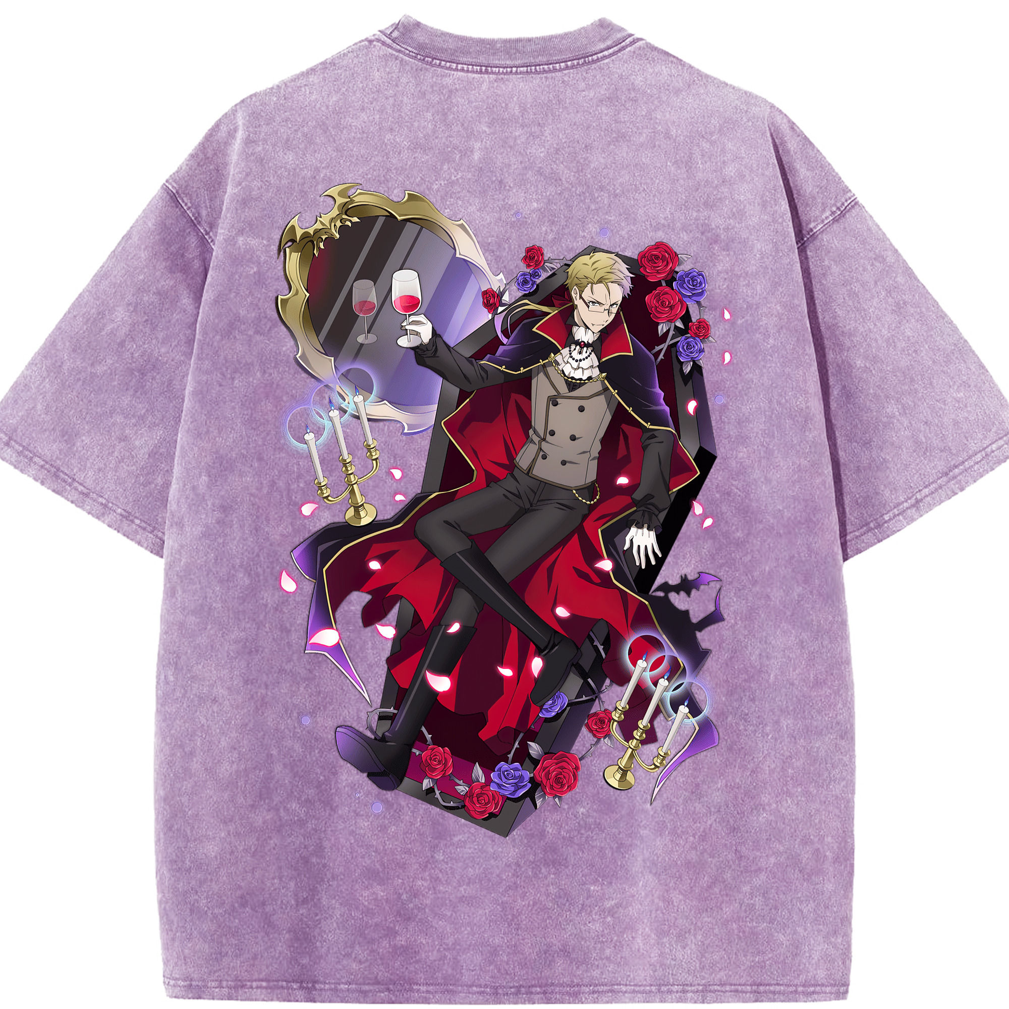 （画像用） 文豪ストレイドッグス Bungo Stray Dogs 綿100% ヴィンテージ風 半袖Tシャツ（背面プリント）