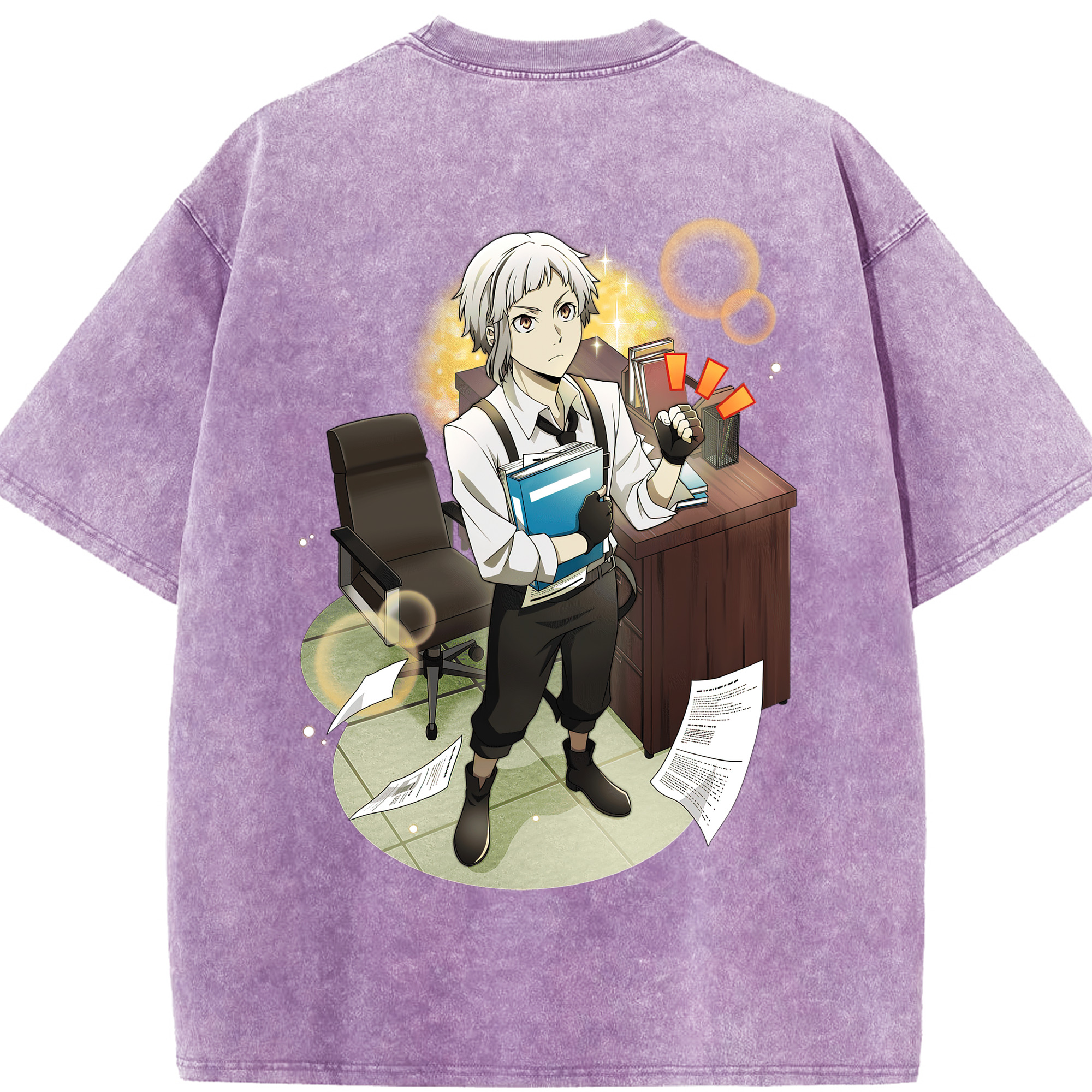 （画像用） 文豪ストレイドッグス Bungo Stray Dogs 綿100% ヴィンテージ風 半袖Tシャツ（背面プリント）