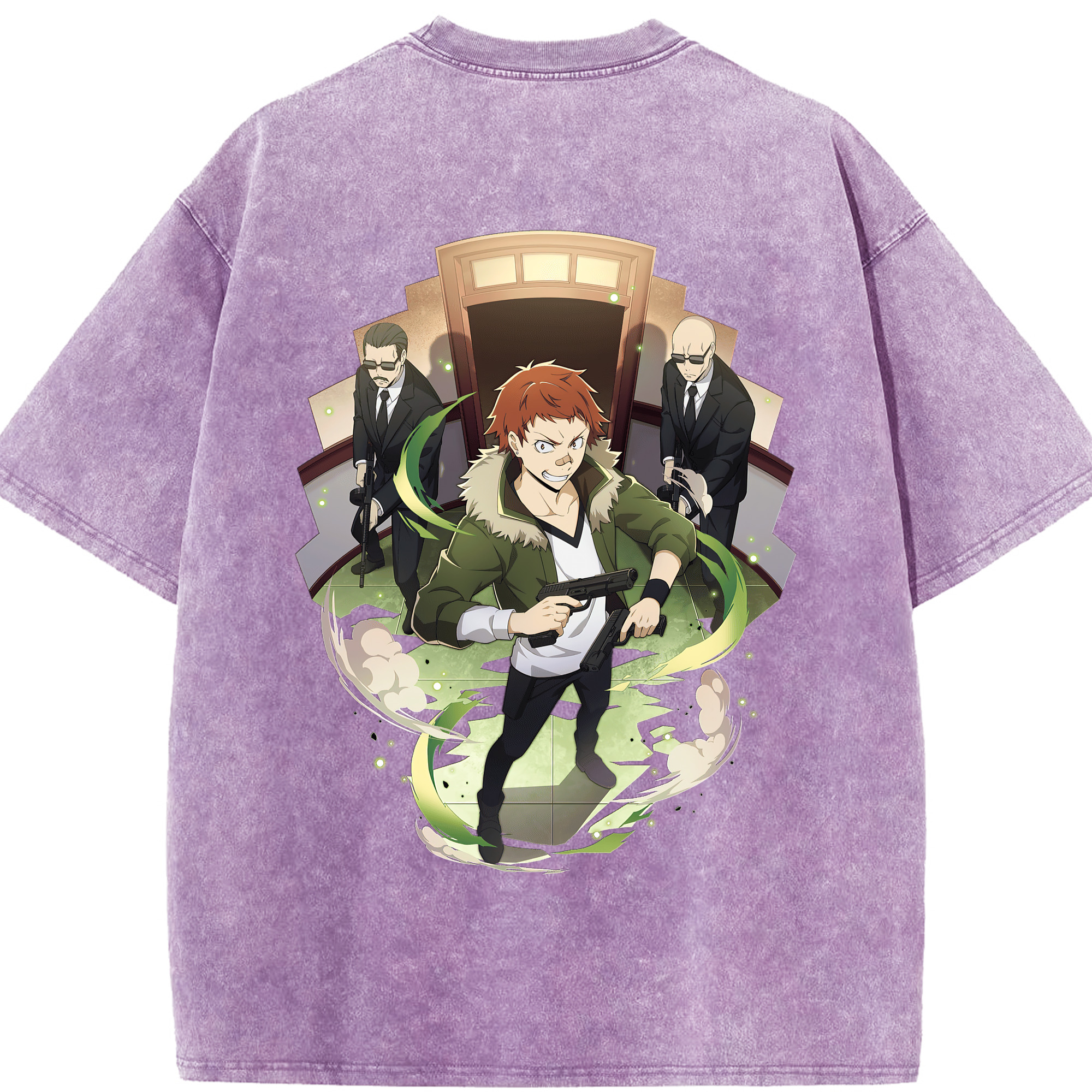 （画像用） 文豪ストレイドッグス Bungo Stray Dogs 綿100% ヴィンテージ風 半袖Tシャツ（背面プリント）