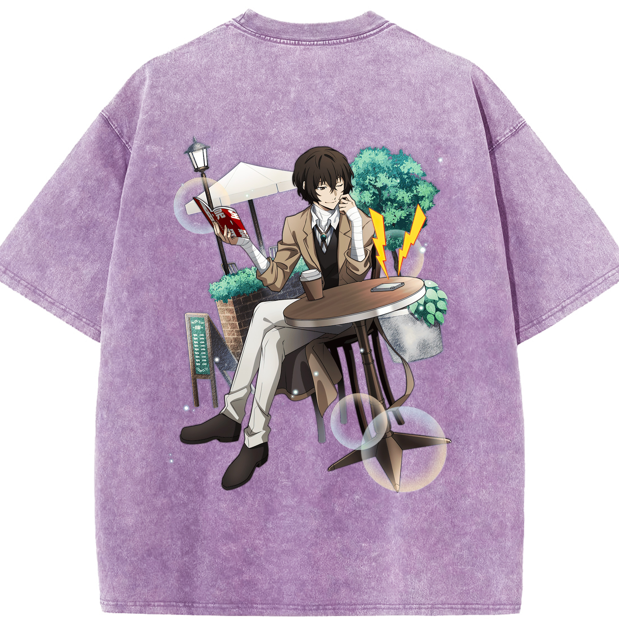 （画像用） 文豪ストレイドッグス Bungo Stray Dogs 綿100% ヴィンテージ風 半袖Tシャツ（背面プリント）