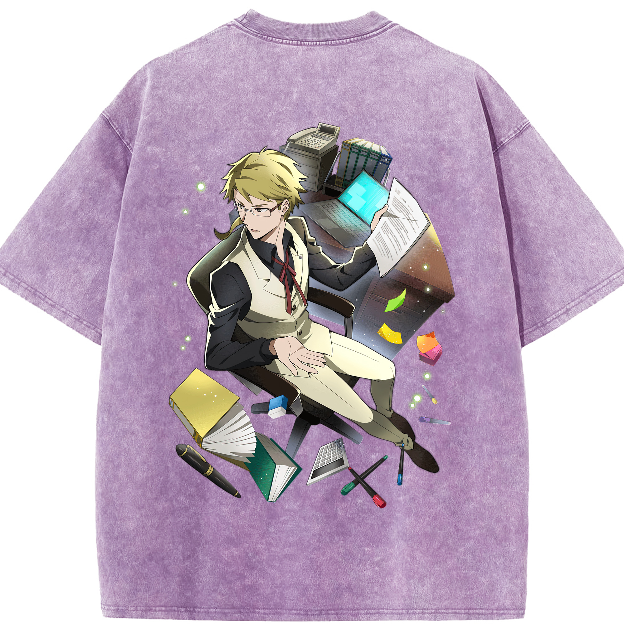 （画像用） 文豪ストレイドッグス Bungo Stray Dogs 綿100% ヴィンテージ風 半袖Tシャツ（背面プリント）