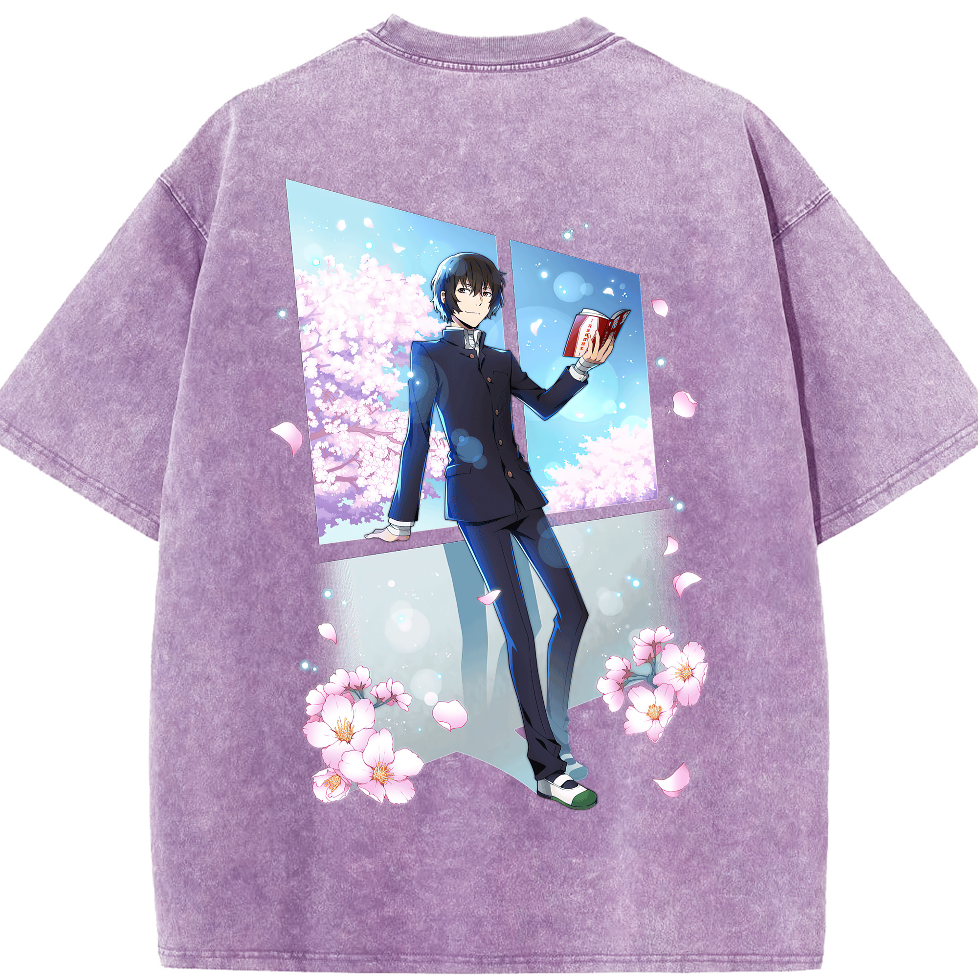 （画像用） 文豪ストレイドッグス Bungo Stray Dogs 綿100% ヴィンテージ風 半袖Tシャツ（背面プリント）