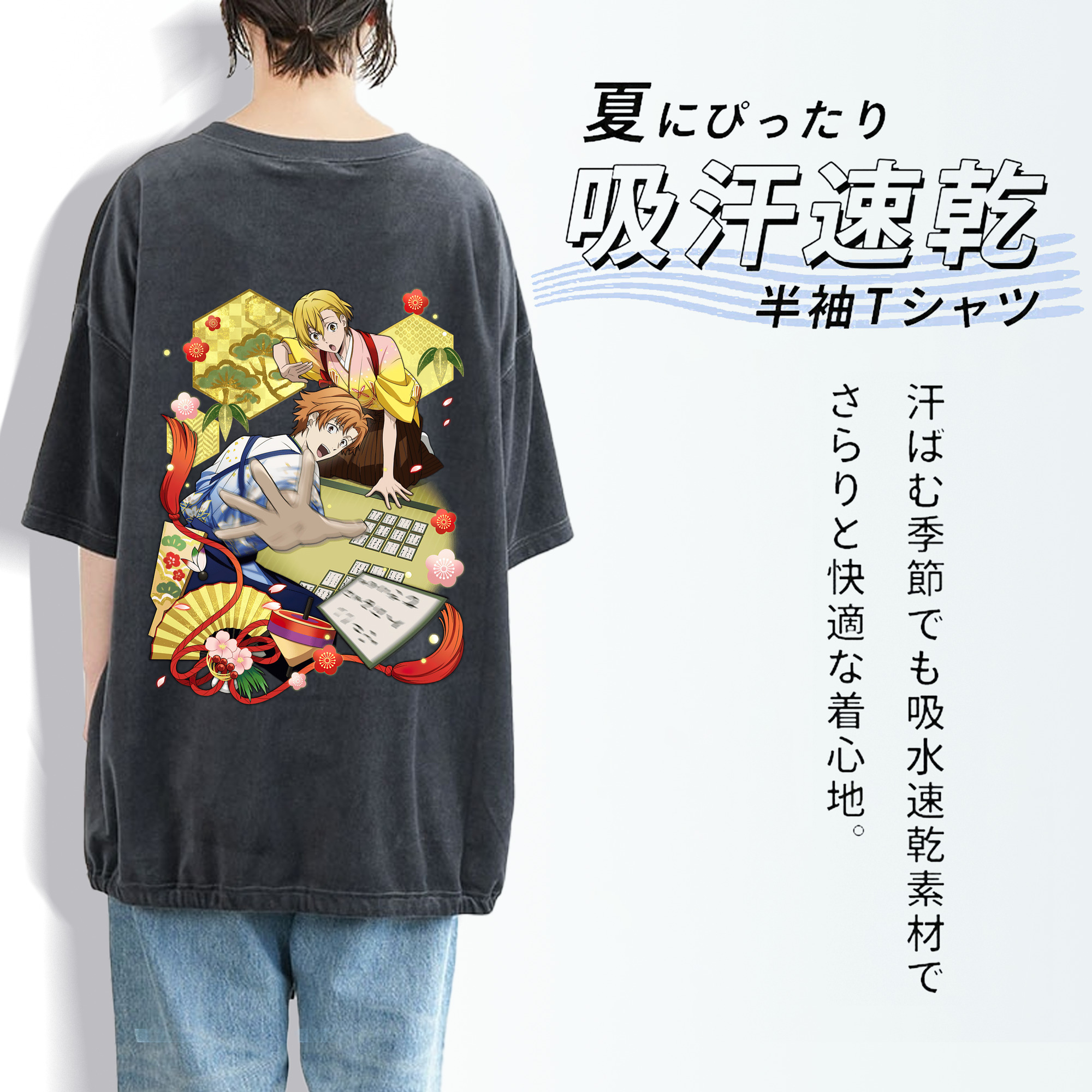 文豪ストレイドッグス Bungo Stray Dogs 綿100% ヴィンテージ風 半袖Tシャツ（背面プリント）