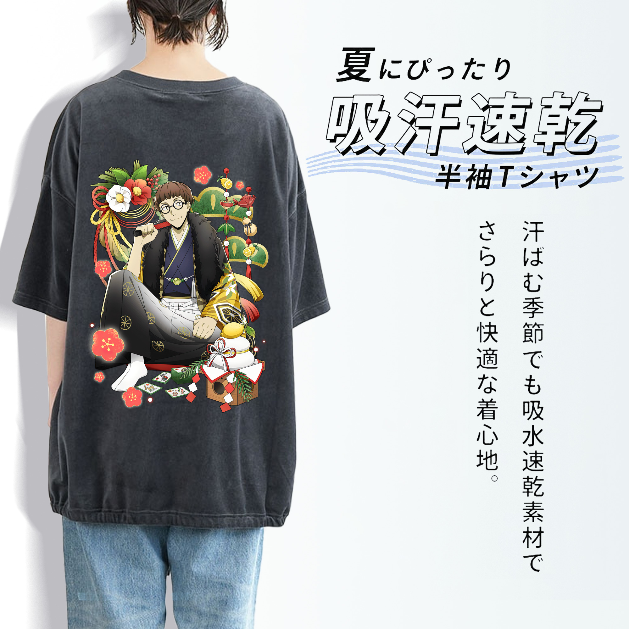 文豪ストレイドッグス Bungo Stray Dogs 綿100% ヴィンテージ風 半袖Tシャツ（背面プリント）