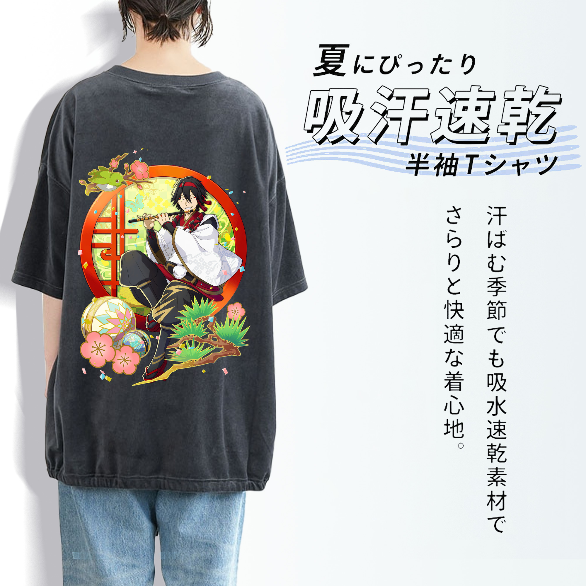 文豪ストレイドッグス Bungo Stray Dogs 綿100% ヴィンテージ風 半袖Tシャツ（背面プリント）