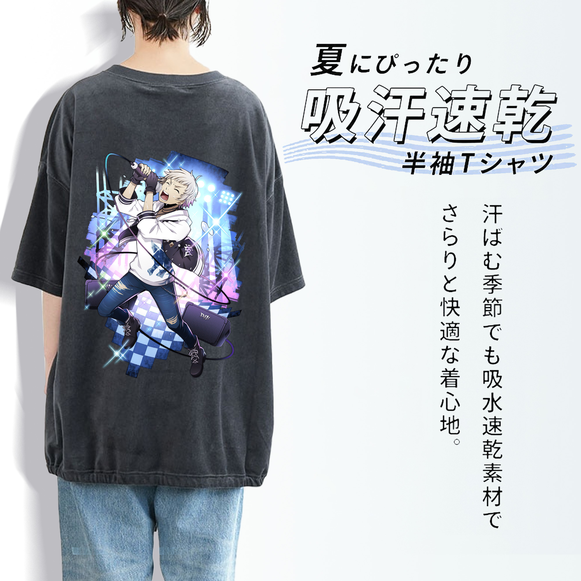 文豪ストレイドッグス Bungo Stray Dogs 綿100% ヴィンテージ風 半袖Tシャツ（背面プリント）
