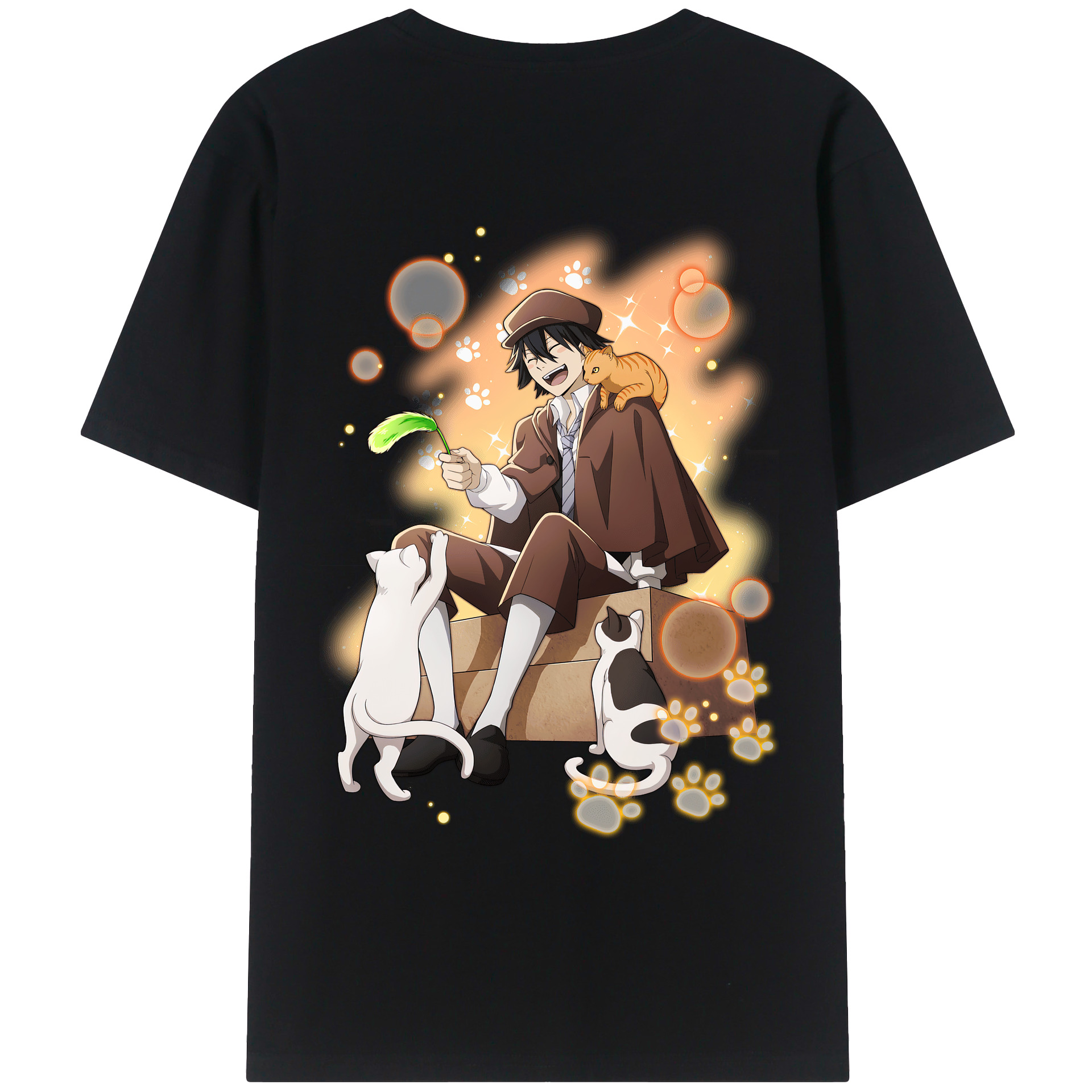 （画像用） 文豪ストレイドッグス Bungo Stray Dogs 綿100％ メンズ半袖Tシャツ（バックプリント） 通気性