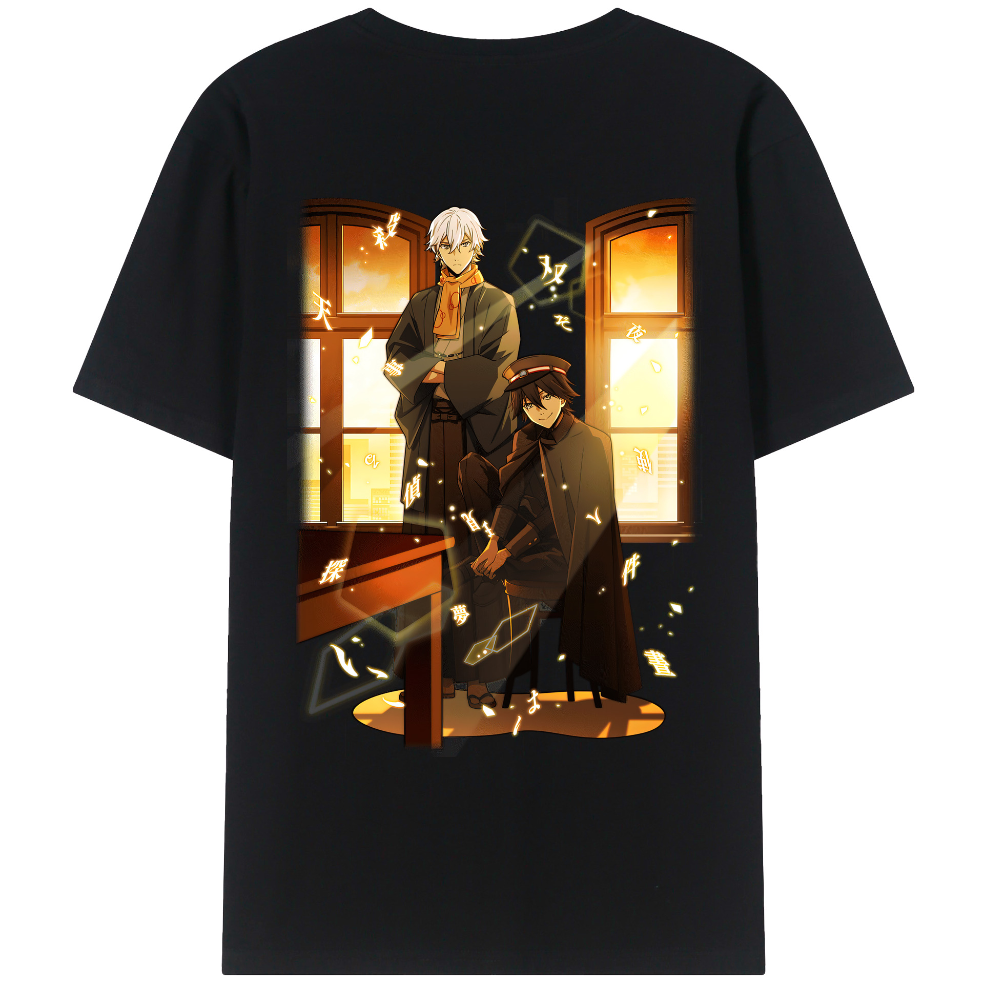 （画像用） 文豪ストレイドッグス Bungo Stray Dogs 綿100％ メンズ半袖Tシャツ（バックプリント） 通気性