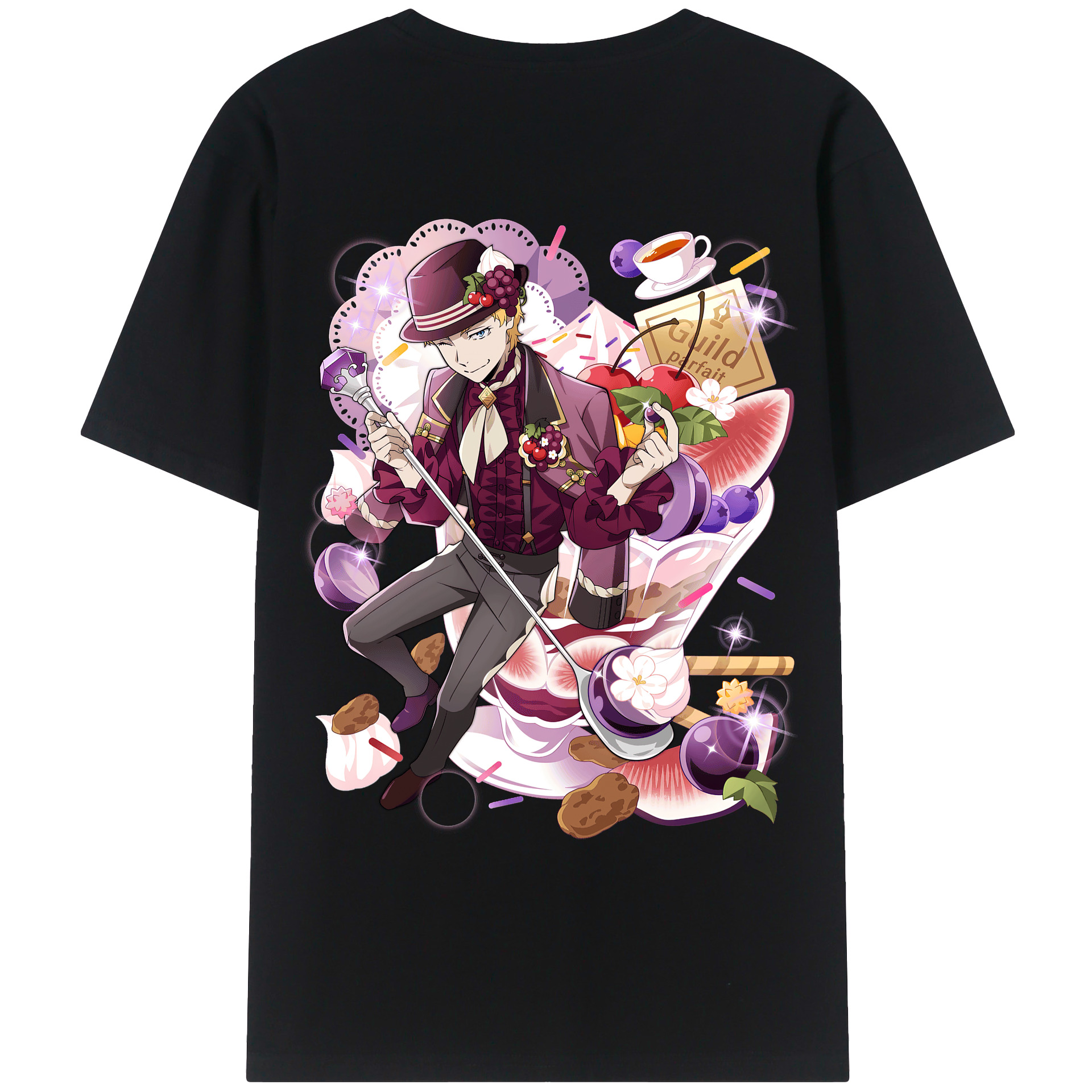 （画像用） 文豪ストレイドッグス Bungo Stray Dogs 綿100％ メンズ半袖Tシャツ（バックプリント） 通気性
