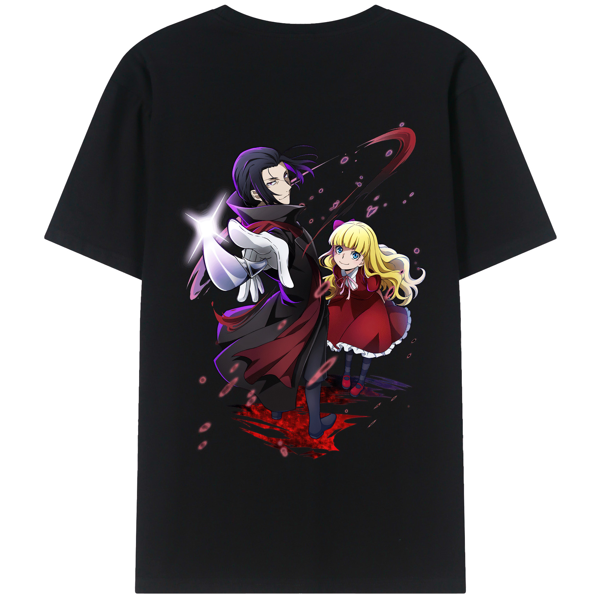 （画像用） 文豪ストレイドッグス Bungo Stray Dogs 綿100％ メンズ半袖Tシャツ（バックプリント） 通気性